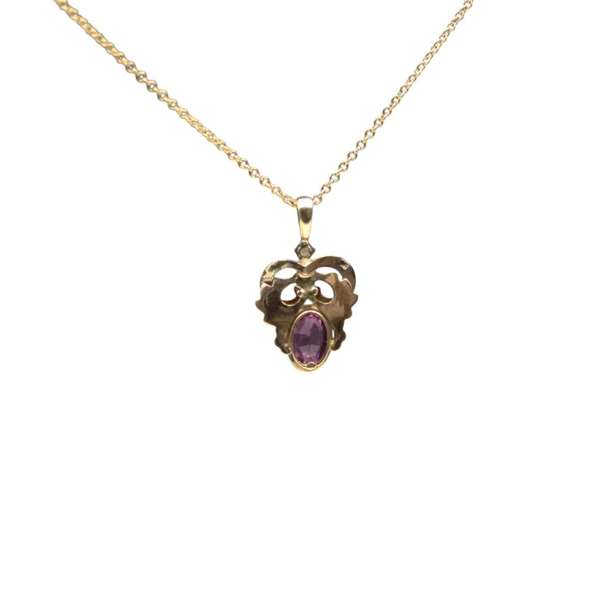 Antique Art Nouveau Pink Sapphire & Enamel Pendant - Petra Star