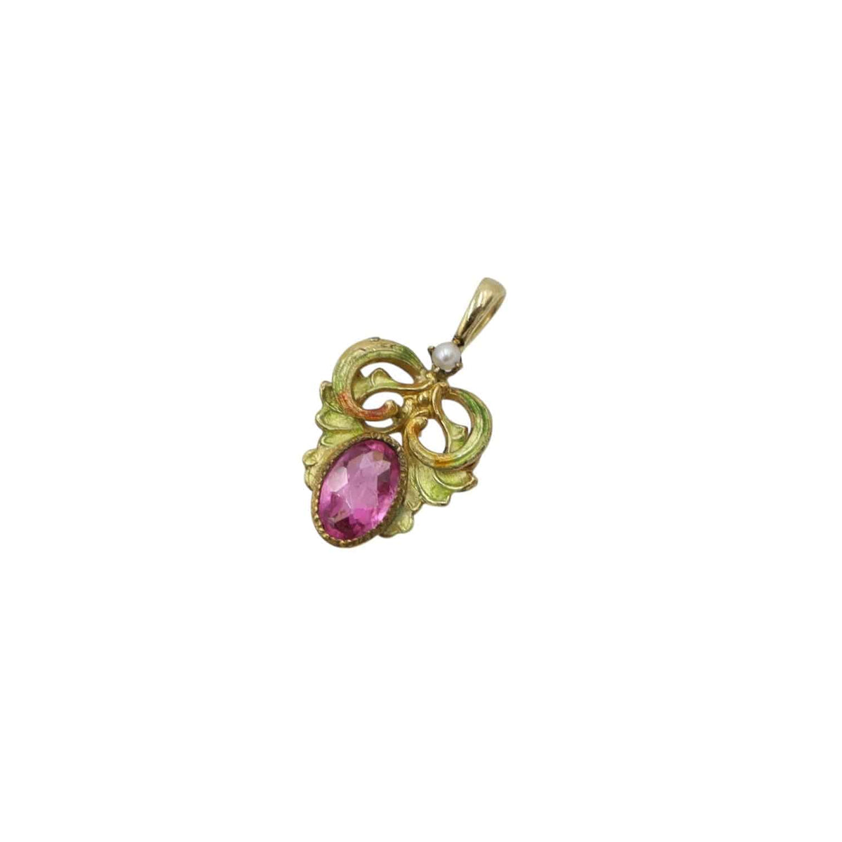 Antique Art Nouveau Pink Sapphire & Enamel Pendant - Petra Star