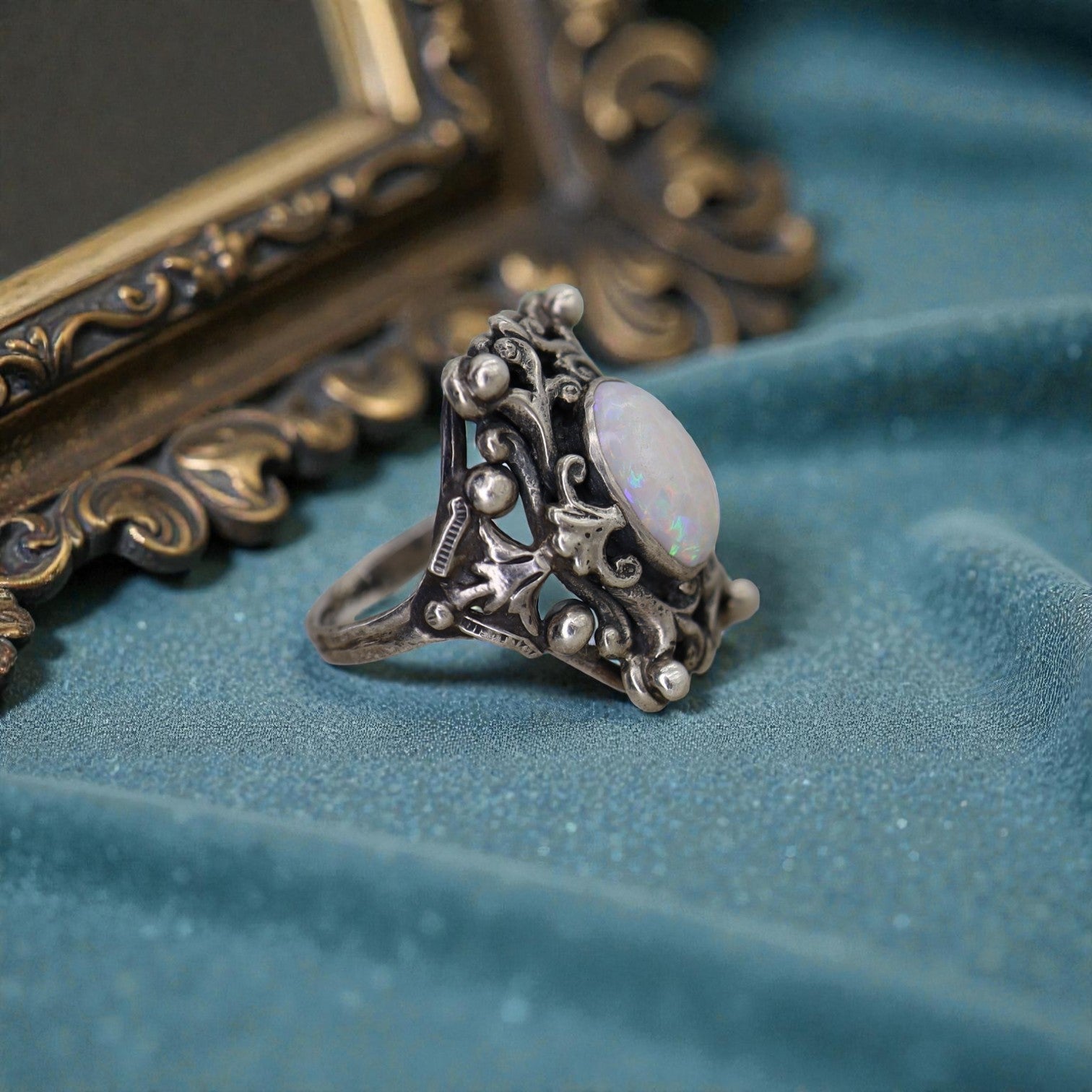 Antique Austro Hungarian Opal Ring in Silver - Petra Star