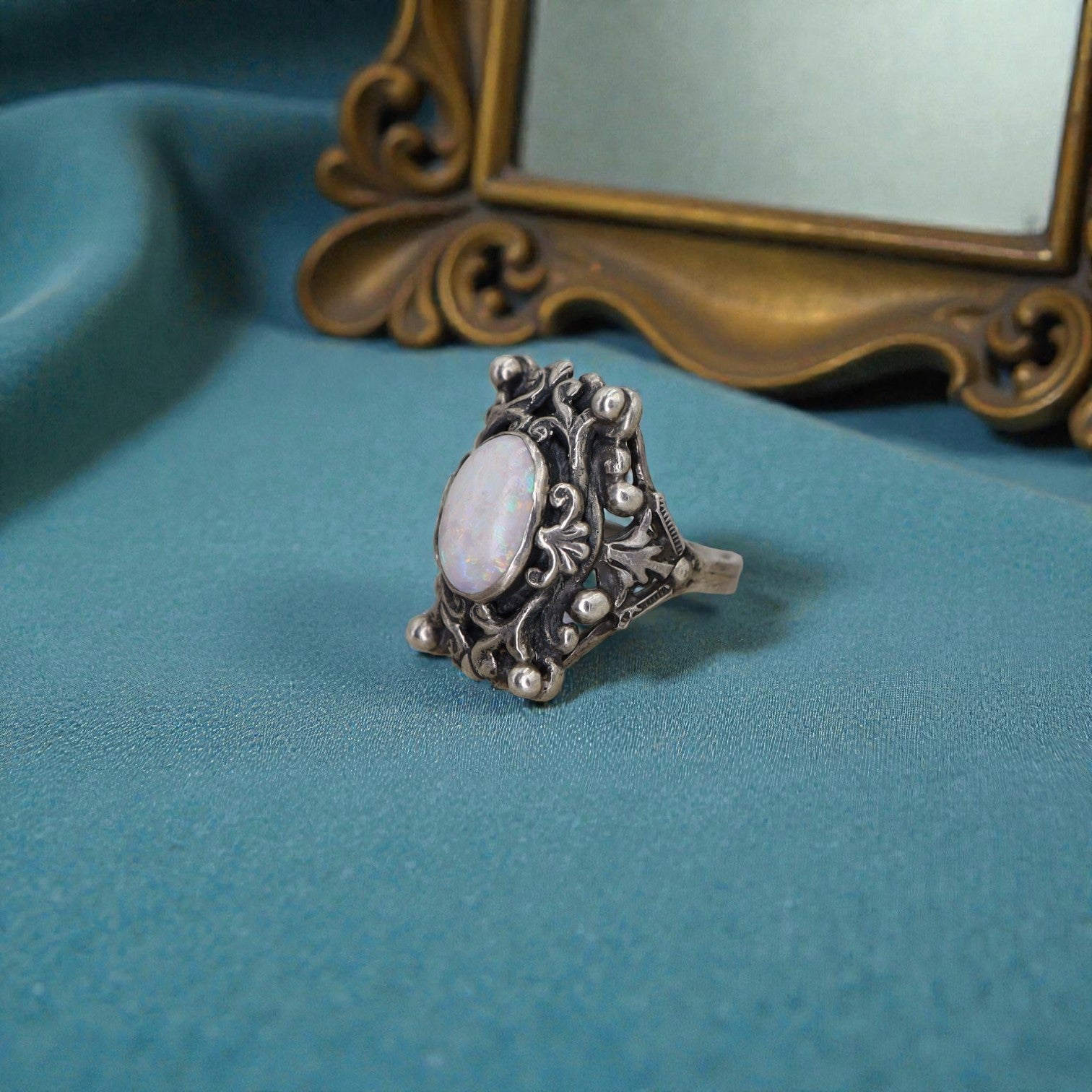 Antique Austro Hungarian Opal Ring in Silver - Petra Star