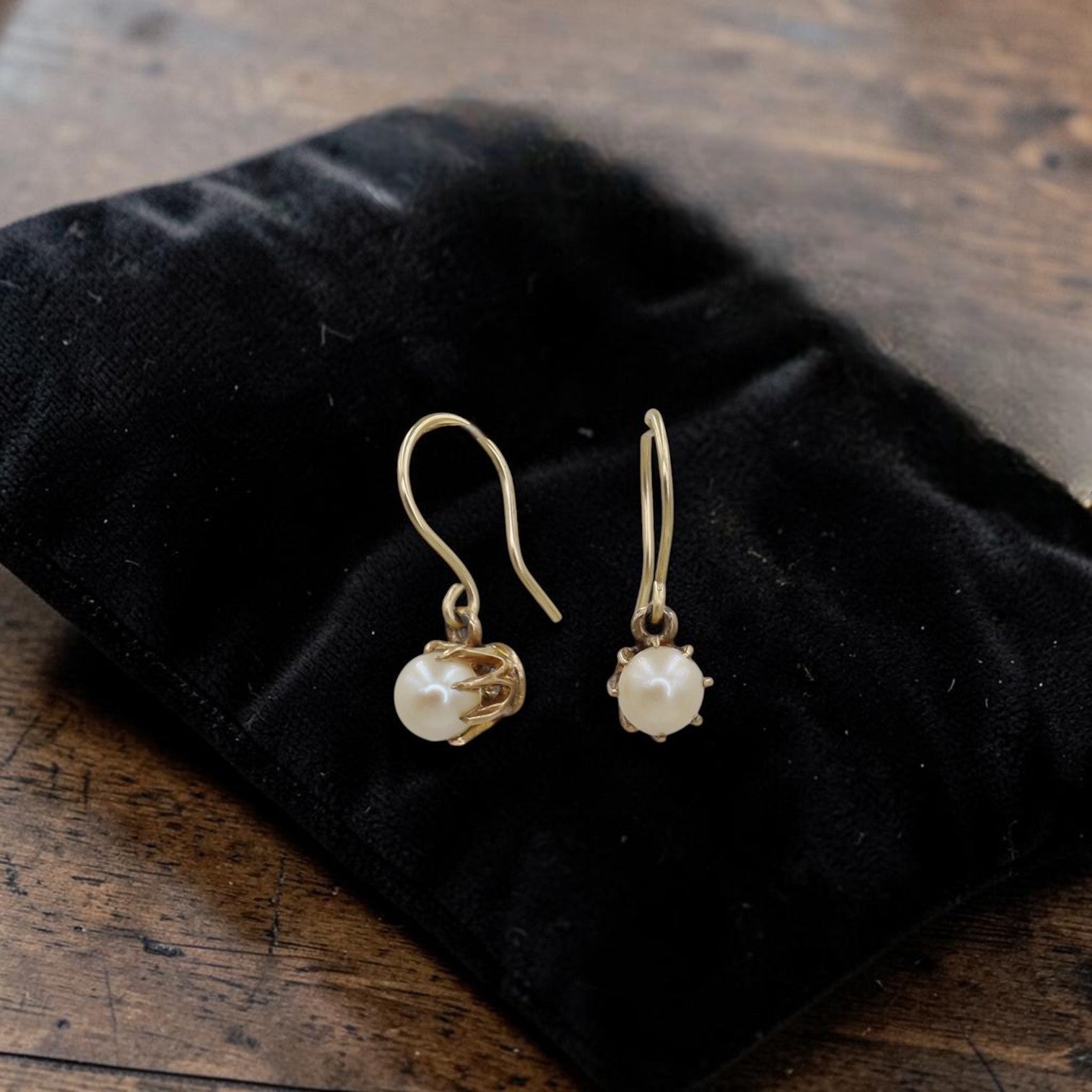 Antique Basket Cultured Akoya Pearl Drop Earrings | 5.5mm | Petra Star - Petra Star