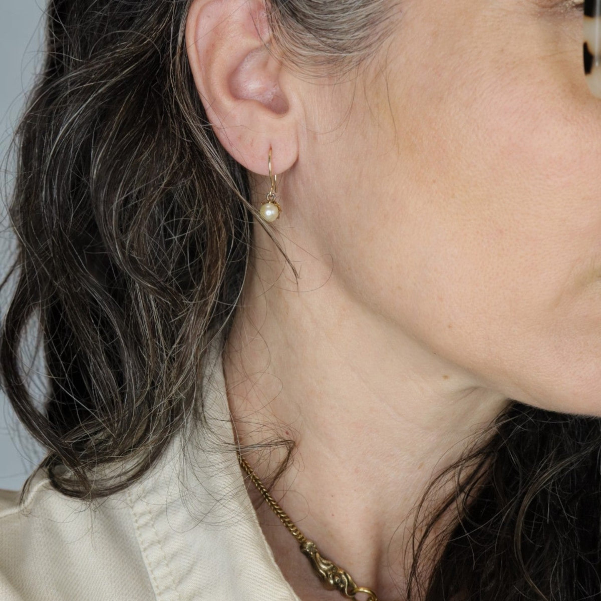 Antique Basket Cultured Akoya Pearl Drop Earrings | 5.5mm | Petra Star - Petra Star