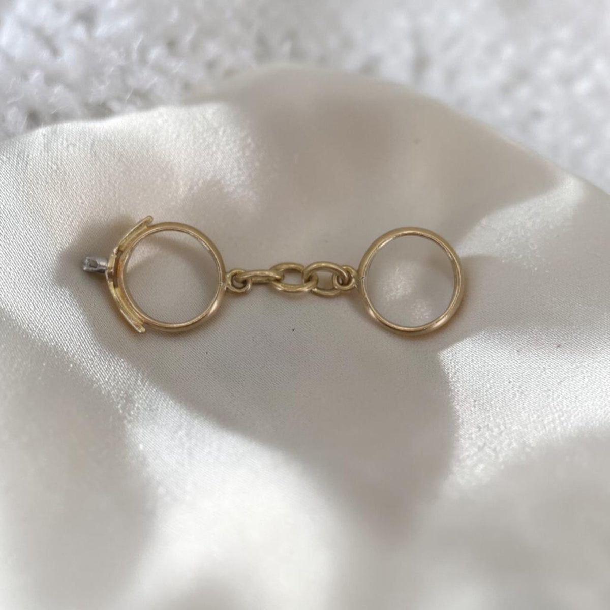 Antique 1800s 14K Yellow Gold Wedding Ring Set Charm — Earth-Mined Table Cut Diamond, Hallmarked