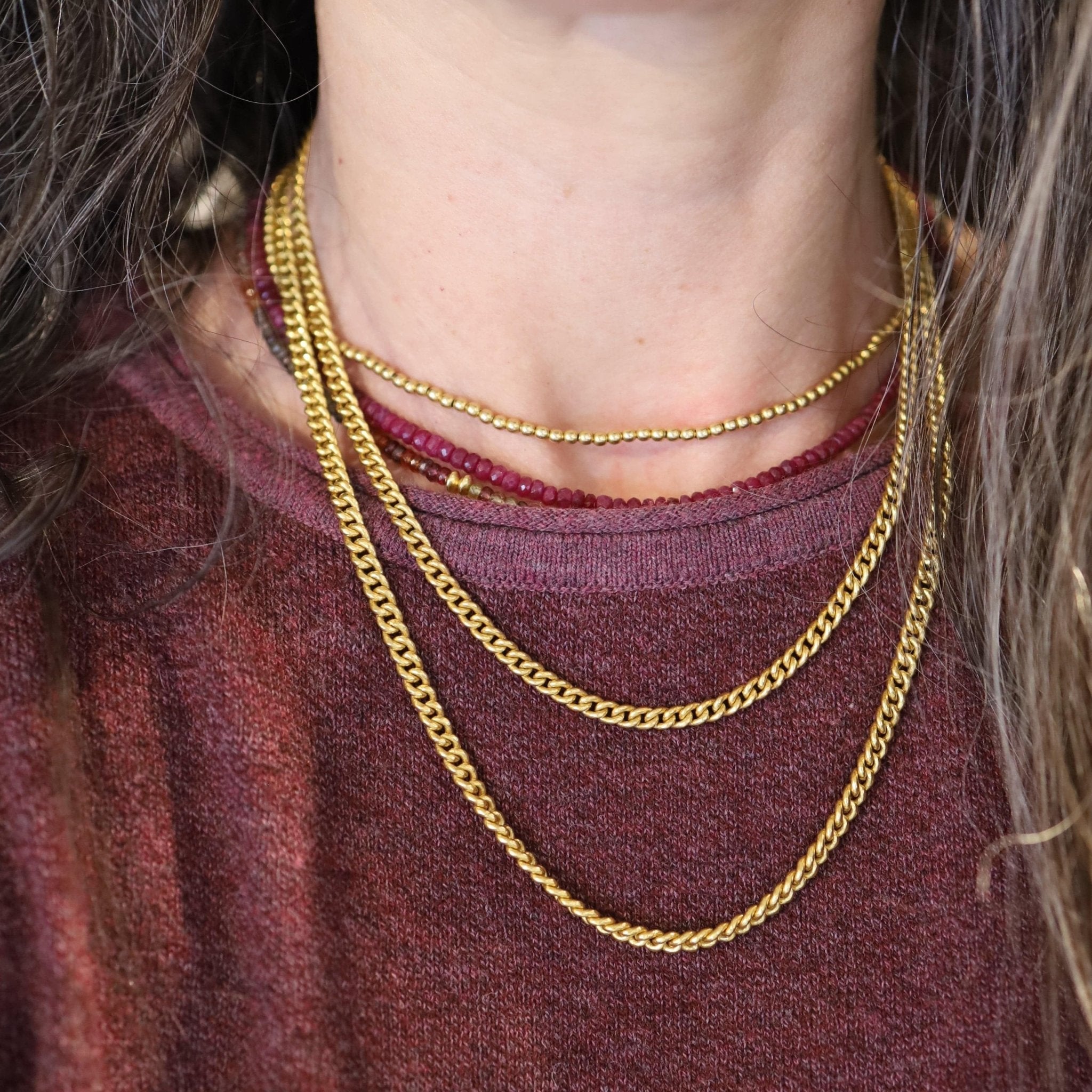 Antique Chinese 24k Solid Gold Chain Handmade 16 Grams - Petra Star