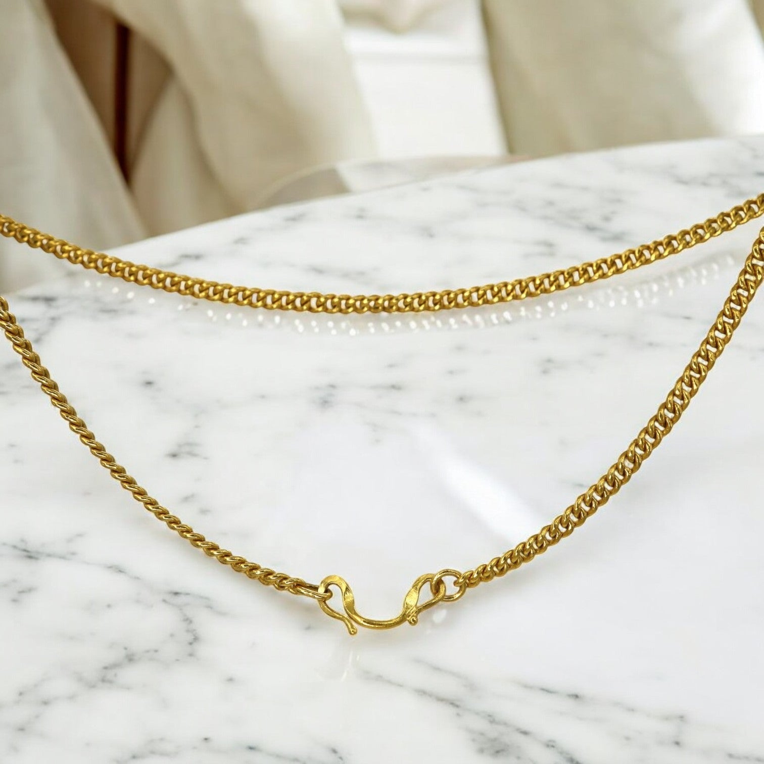 Antique Chinese 24k Solid Gold Chain Handmade 16 Grams - Petra Star