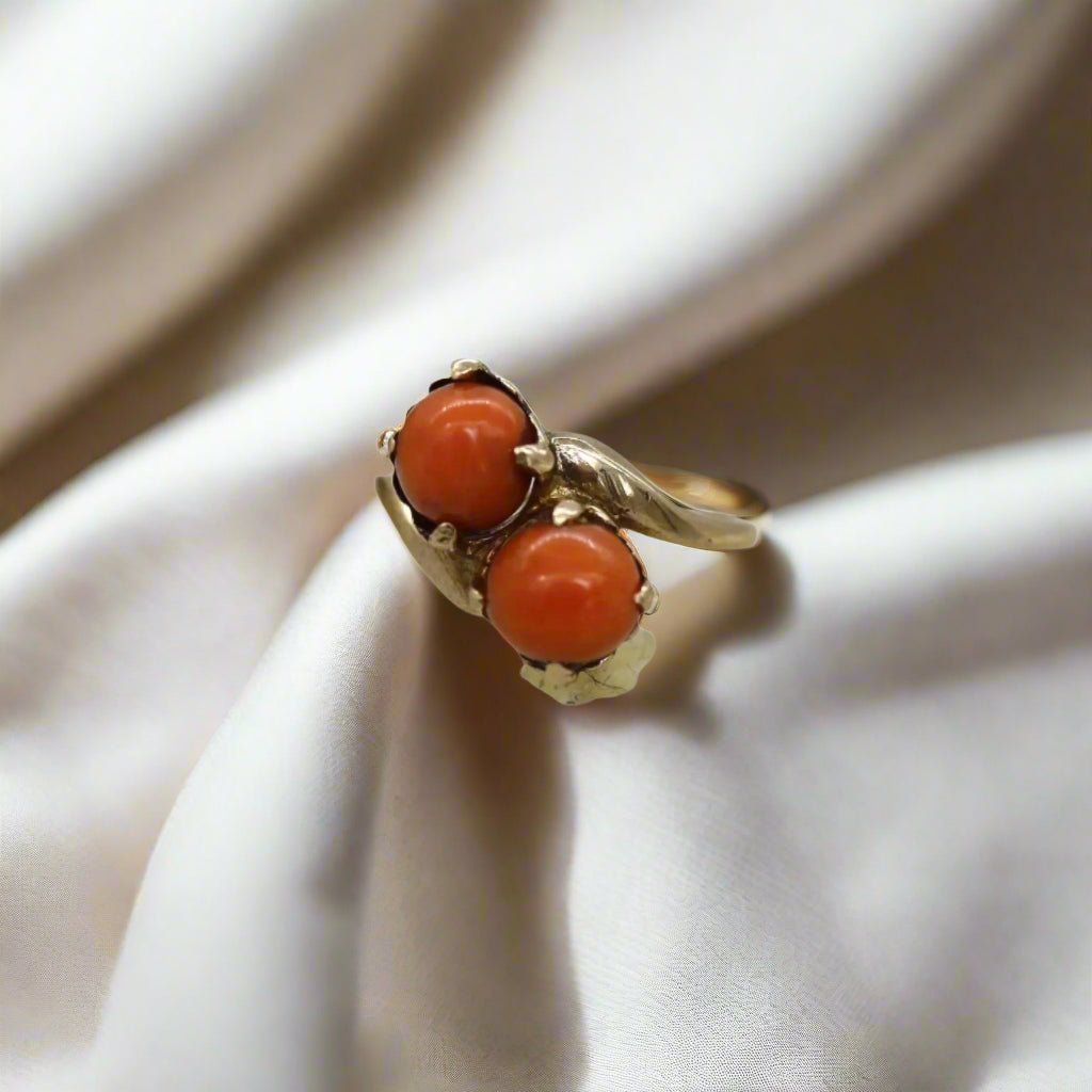 Antique Coral Cameo Ring 10k Yellow Gold - Petra Star
