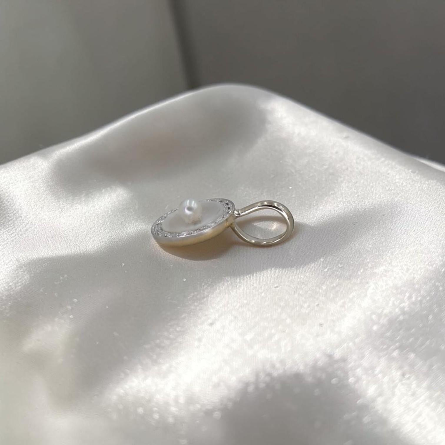 Antique Edwardian Dress Stud Charm | Platinum Mother of Pearl Seed Pearl 14K - Petra Star