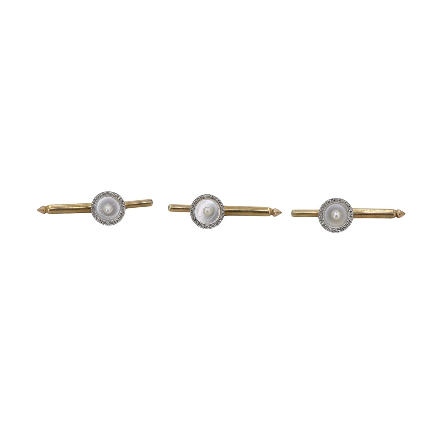 Antique Edwardian Dress Stud Charm | Platinum Mother of Pearl Seed Pearl 14K - Petra Star