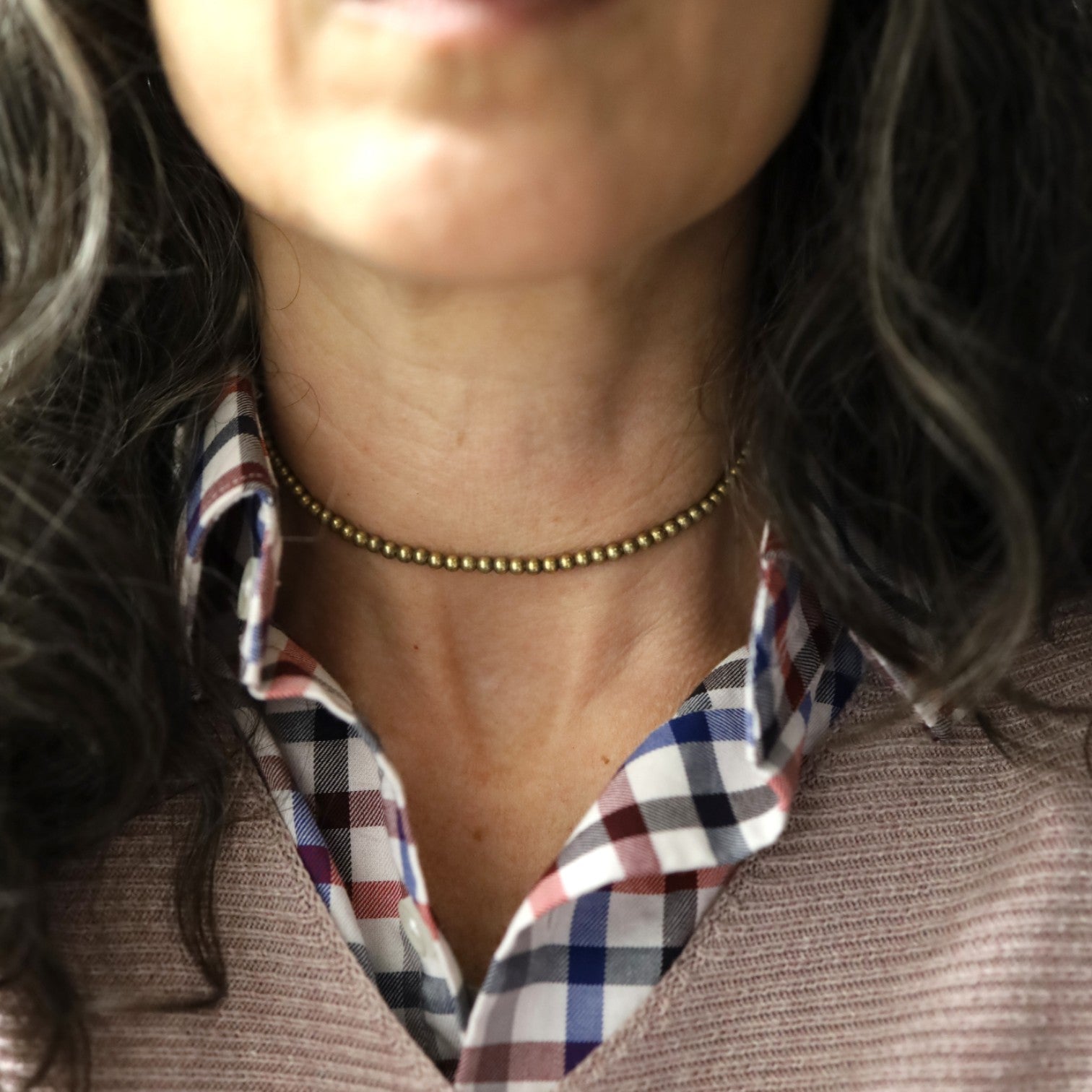 Antique Gold-Filled Bead Choker Necklace - Petra Star
