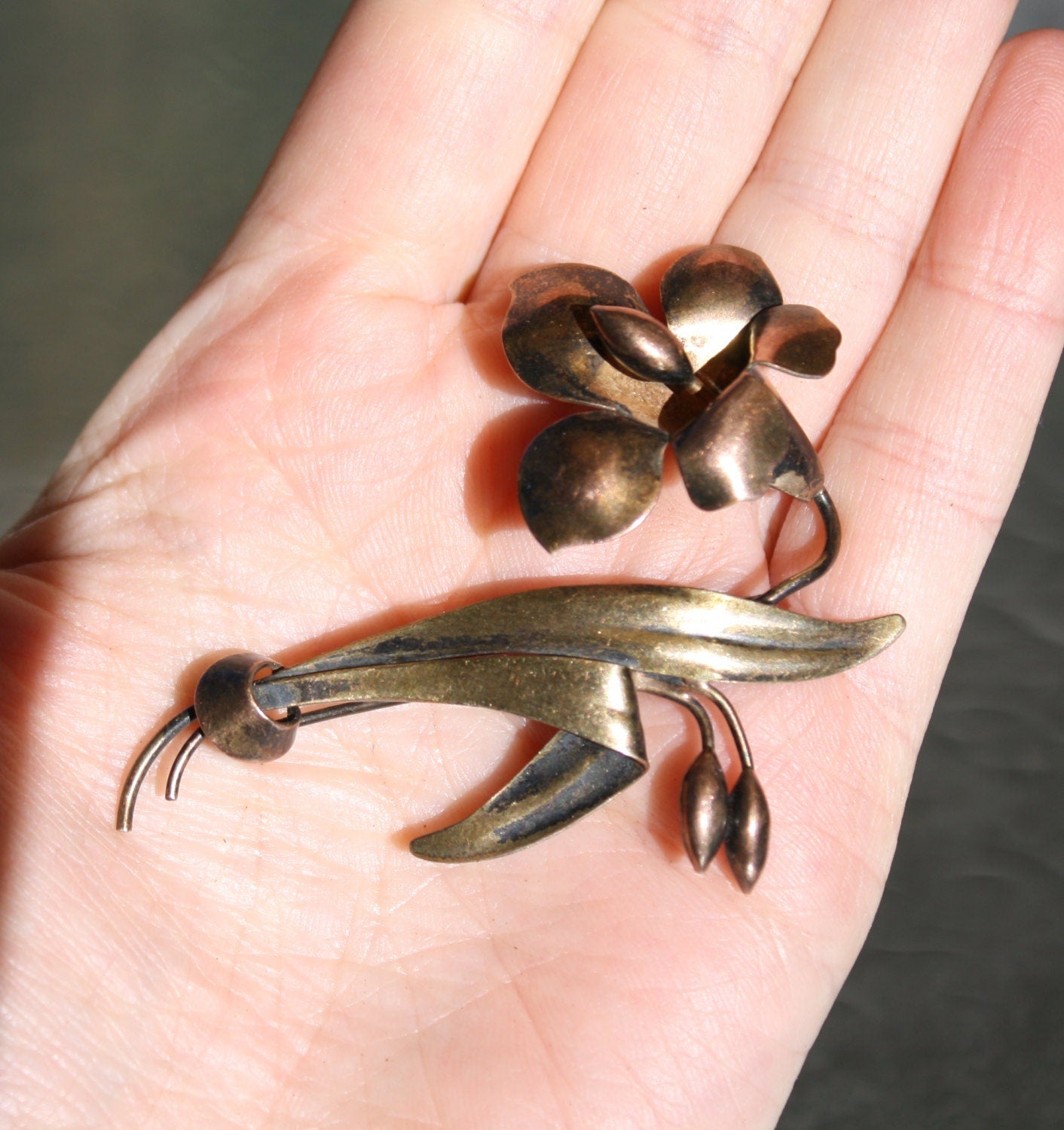 Antique Iris Brooch—Gold Over Silver - Petra Star