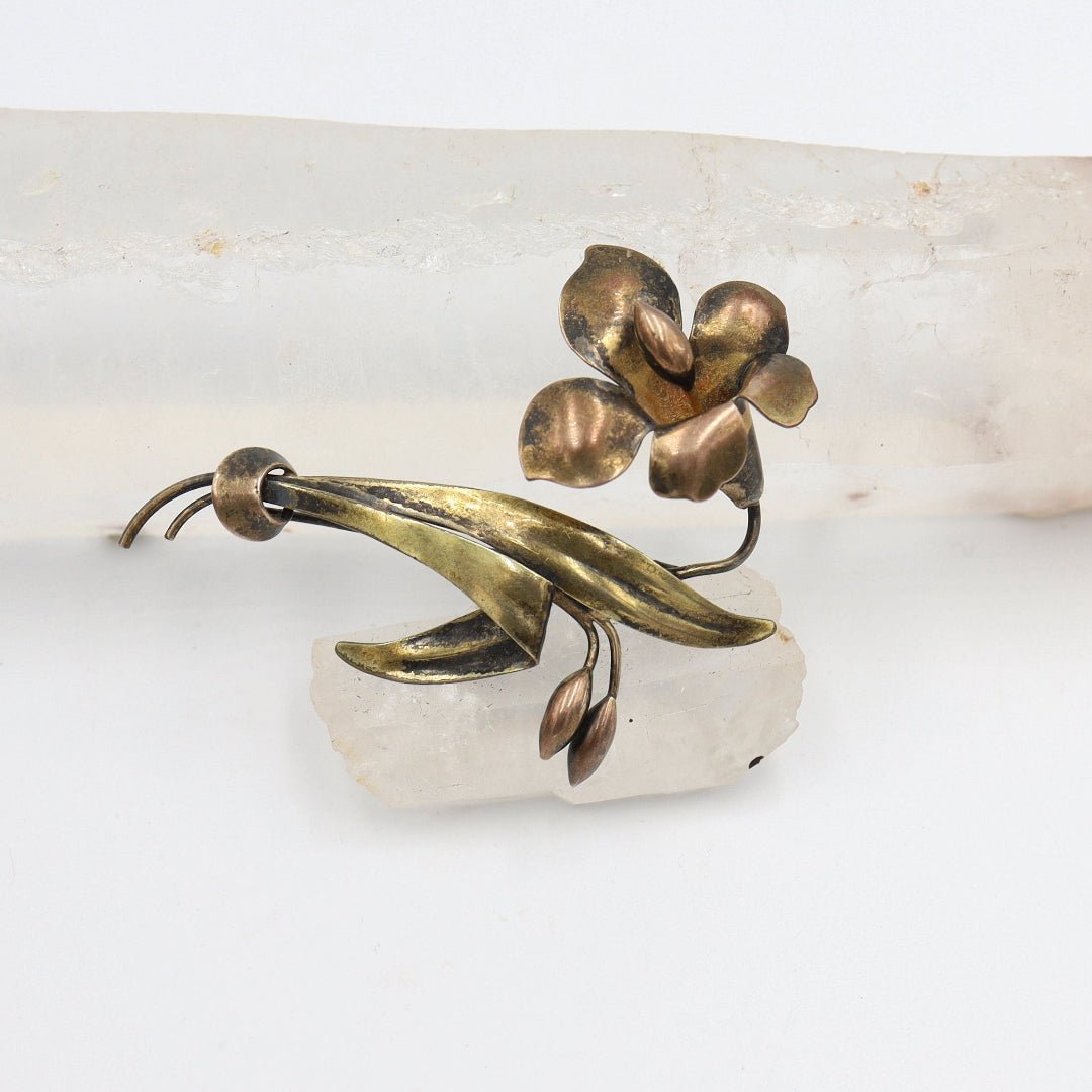 Antique Iris Brooch—Gold Over Silver - Petra Star