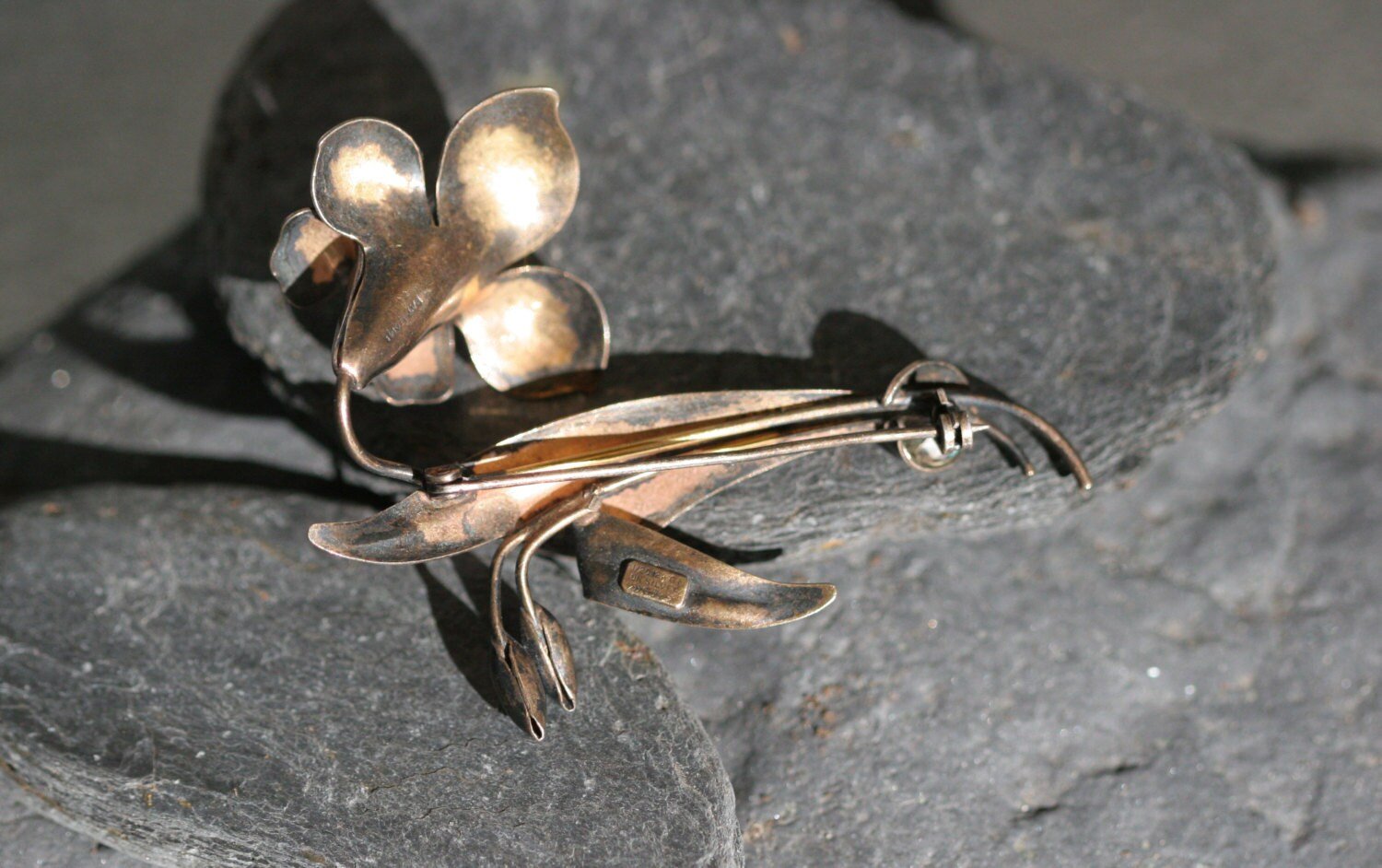 Antique Iris Brooch—Gold Over Silver - Petra Star