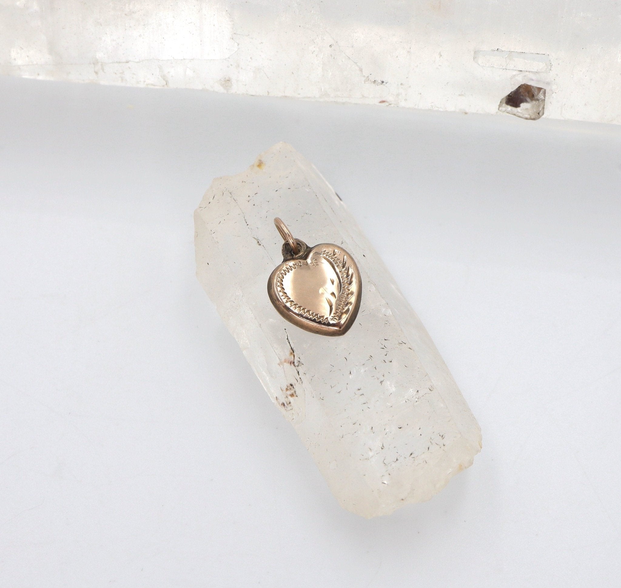 Antique Puffy Heart Charm (9k Pink Gold) - Petra Star