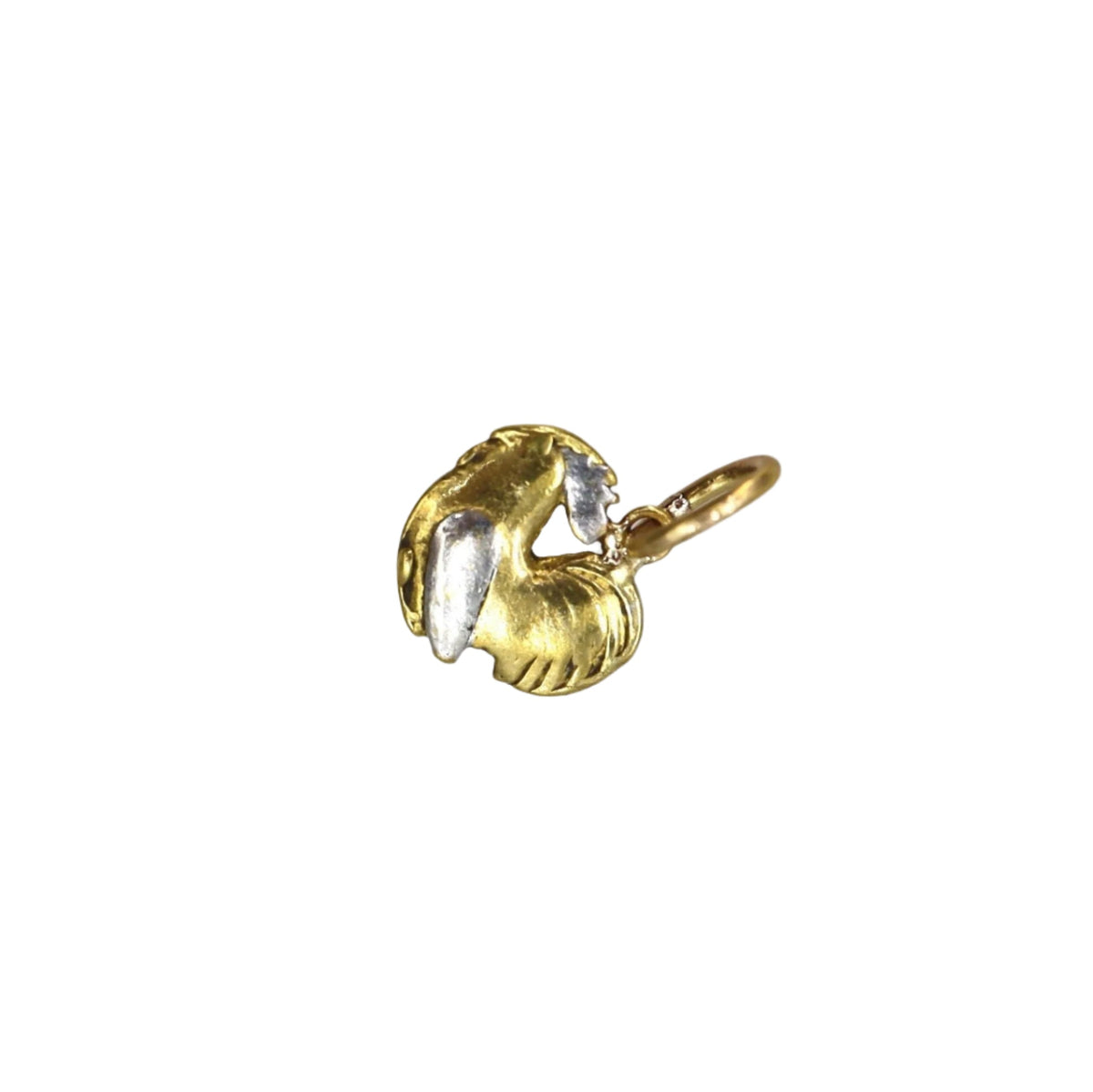 Antique Rooster Charm in Platinum and 18k Yellow Gold - Petra Star