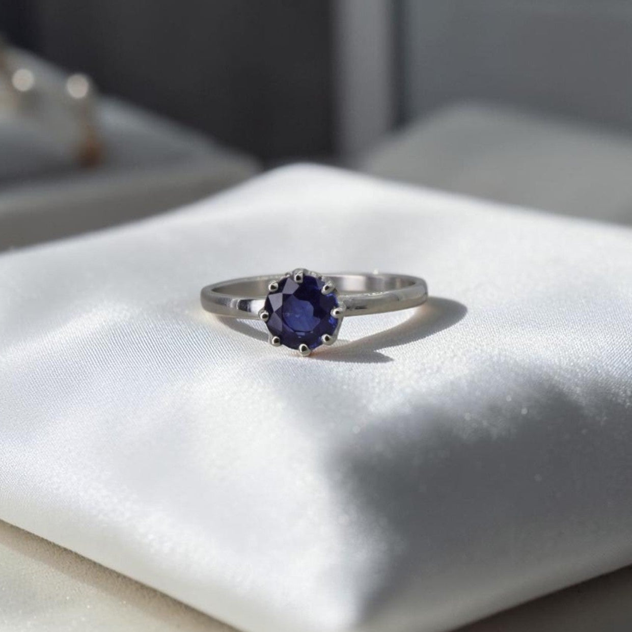 Antique Sapphire Solitaire Ring | 0.79ct Old European Cut | Circa 1900 Basket | Platinum Band | Petra Star - Petra Star