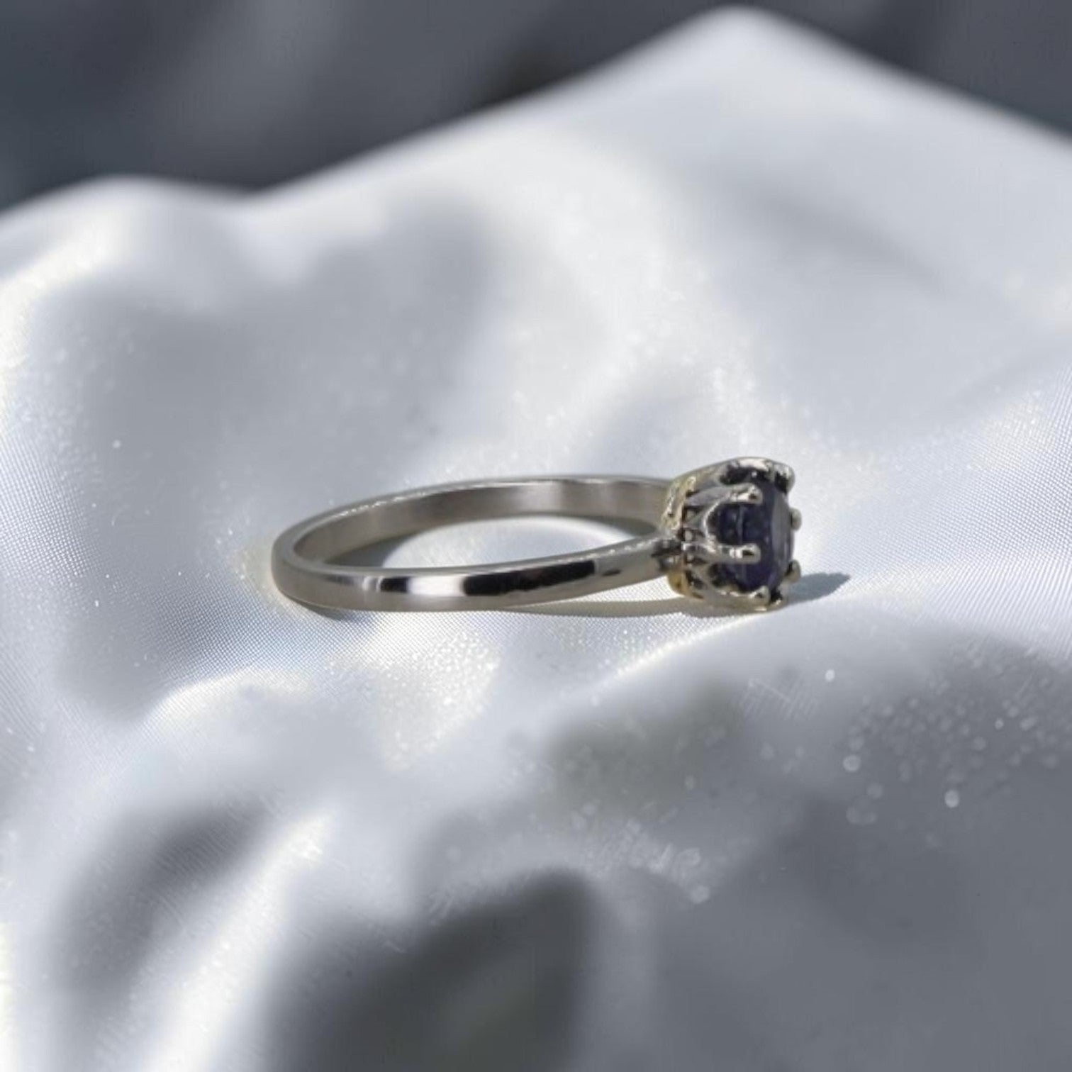 Antique Sapphire Solitaire Ring | 0.79ct Old European Cut | Circa 1900 Basket | Platinum Band | Petra Star - Petra Star