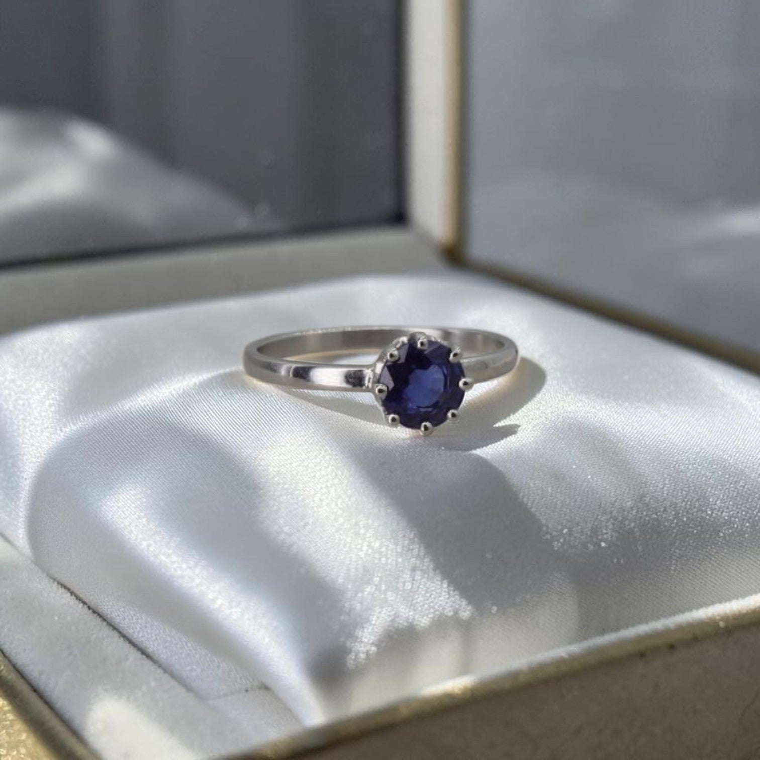 Antique Sapphire Solitaire Ring | 0.79ct Old European Cut | Circa 1900 Basket | Platinum Band | Petra Star - Petra Star