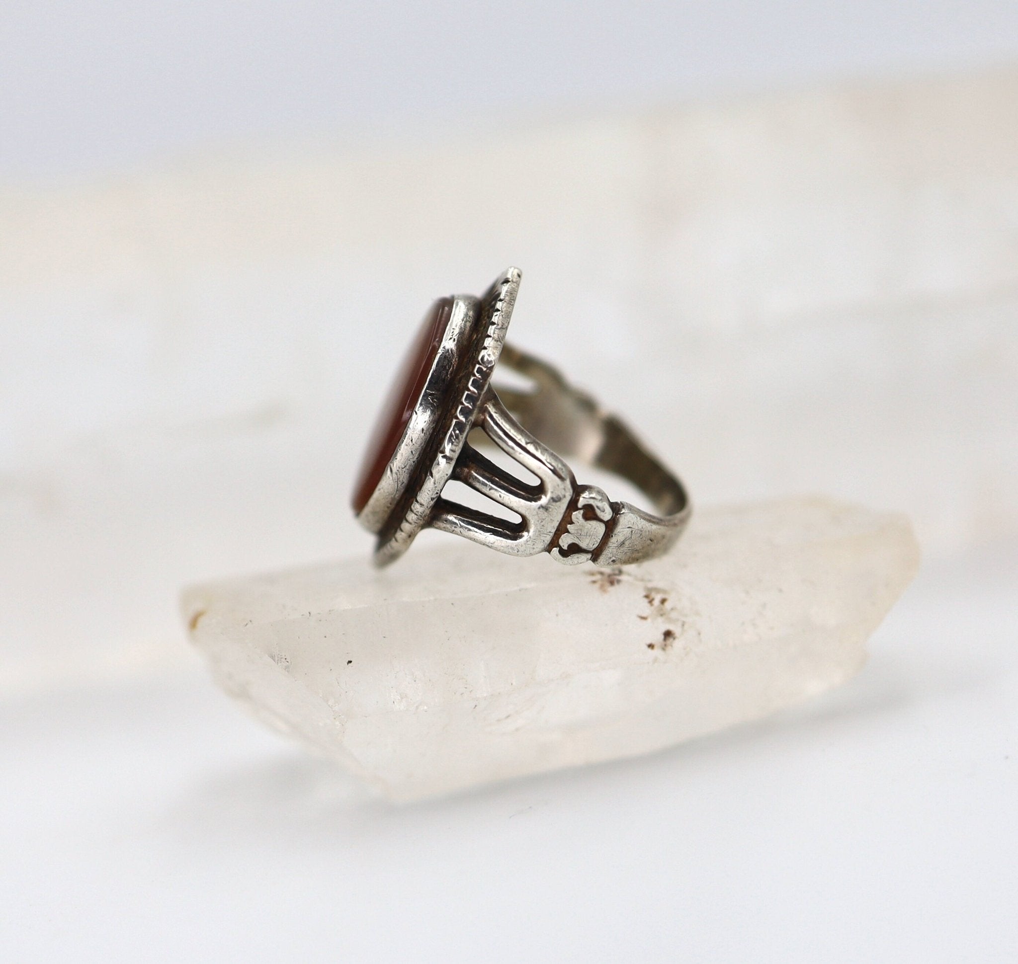 Antique Silver Agate Ring Clarke & Coombs Agate Ring - Petra Star
