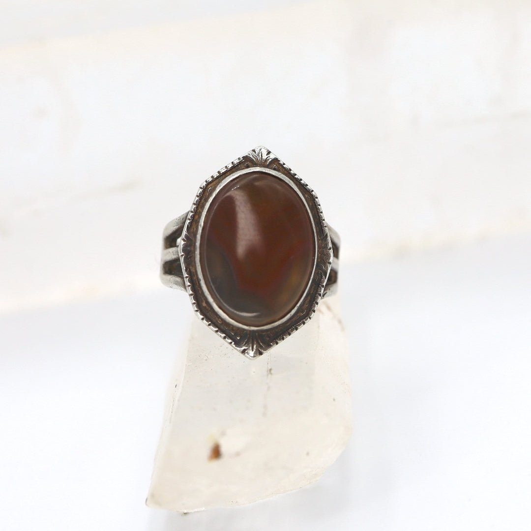 Antique Silver Agate Ring Clarke & Coombs Agate Ring - Petra Star