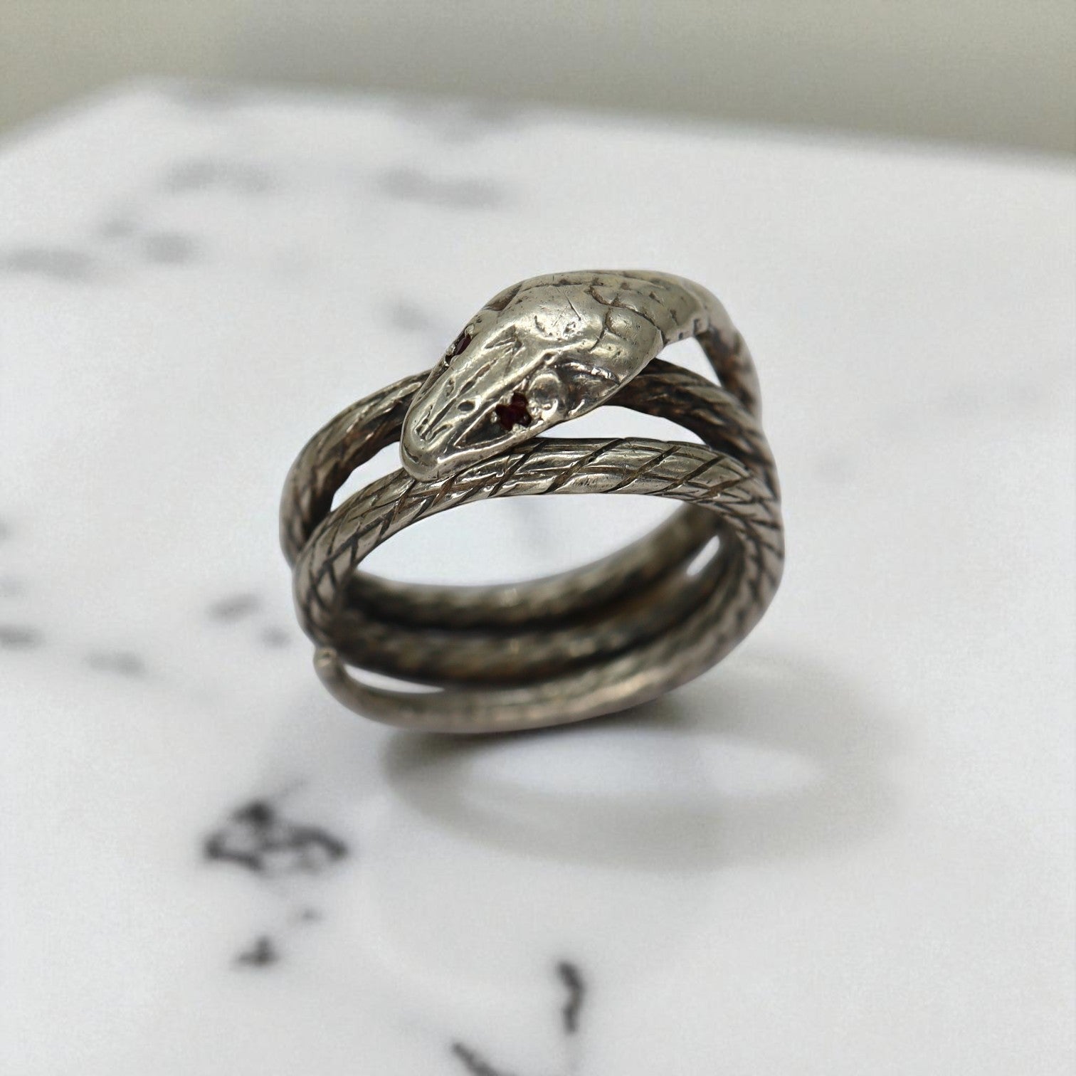 Antique Sterling Silver Snake Ring - Petra Star