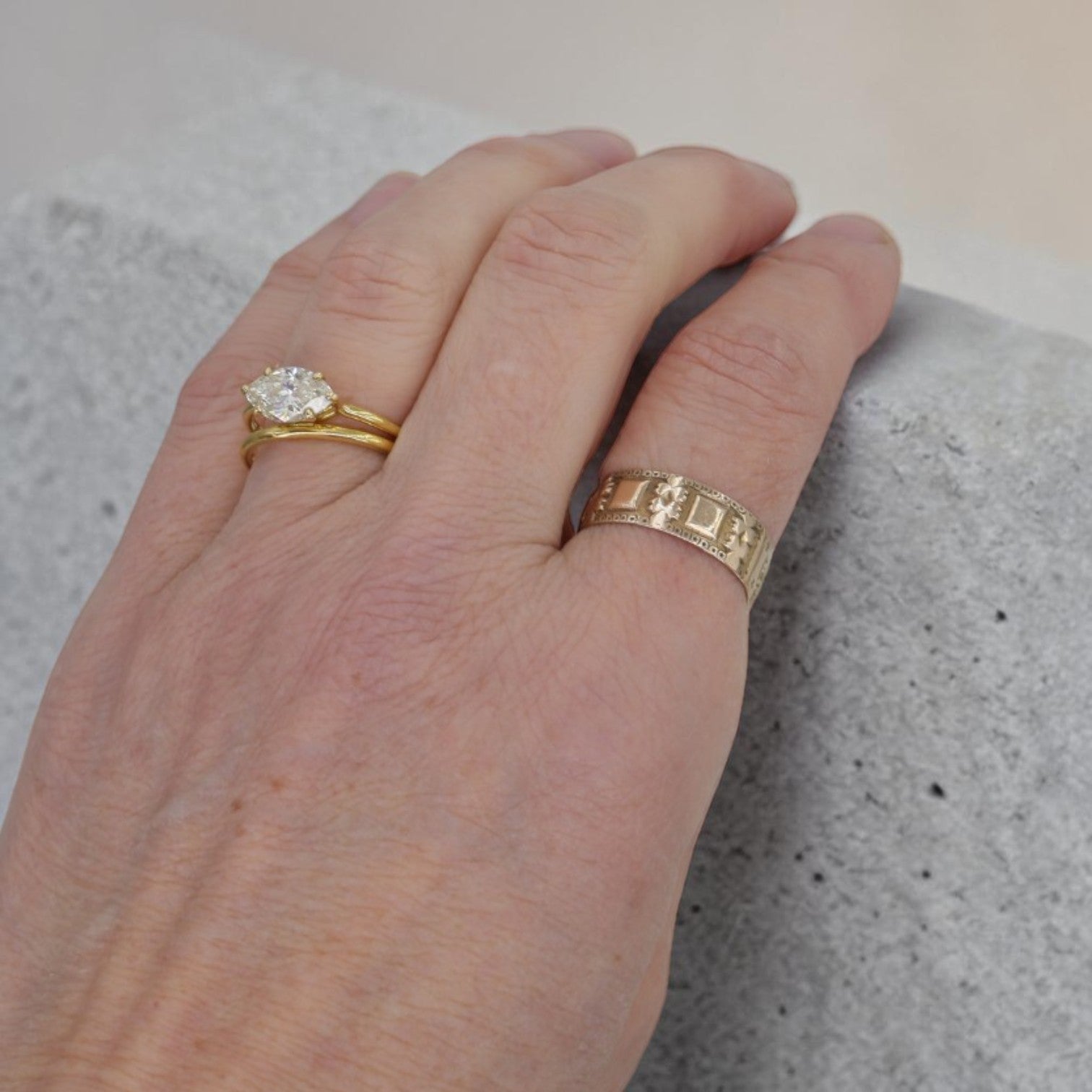 Antique Victorian 10K Gold Cigar Band Ring | J.R. Wood & Sons | Floral Engraved Wedding Band | Petra Star - Petra Star