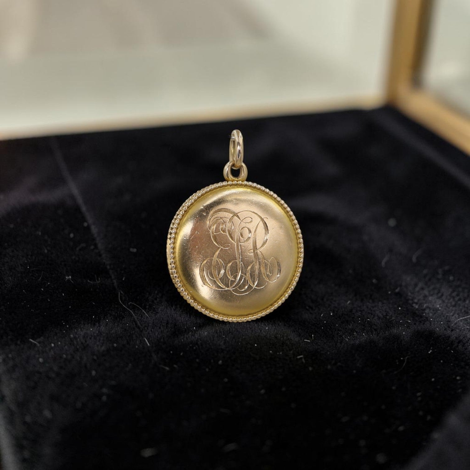 Antique Victorian 14k Gold Locket | Coin Edge | Engraved Monogram EJR | Petra Star - Petra Star