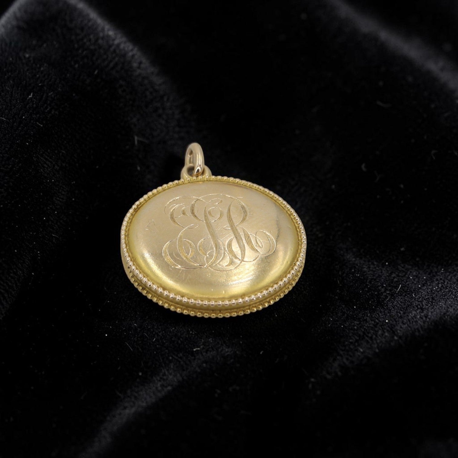 Antique Victorian 14k Gold Locket | Coin Edge | Engraved Monogram EJR | Petra Star - Petra Star