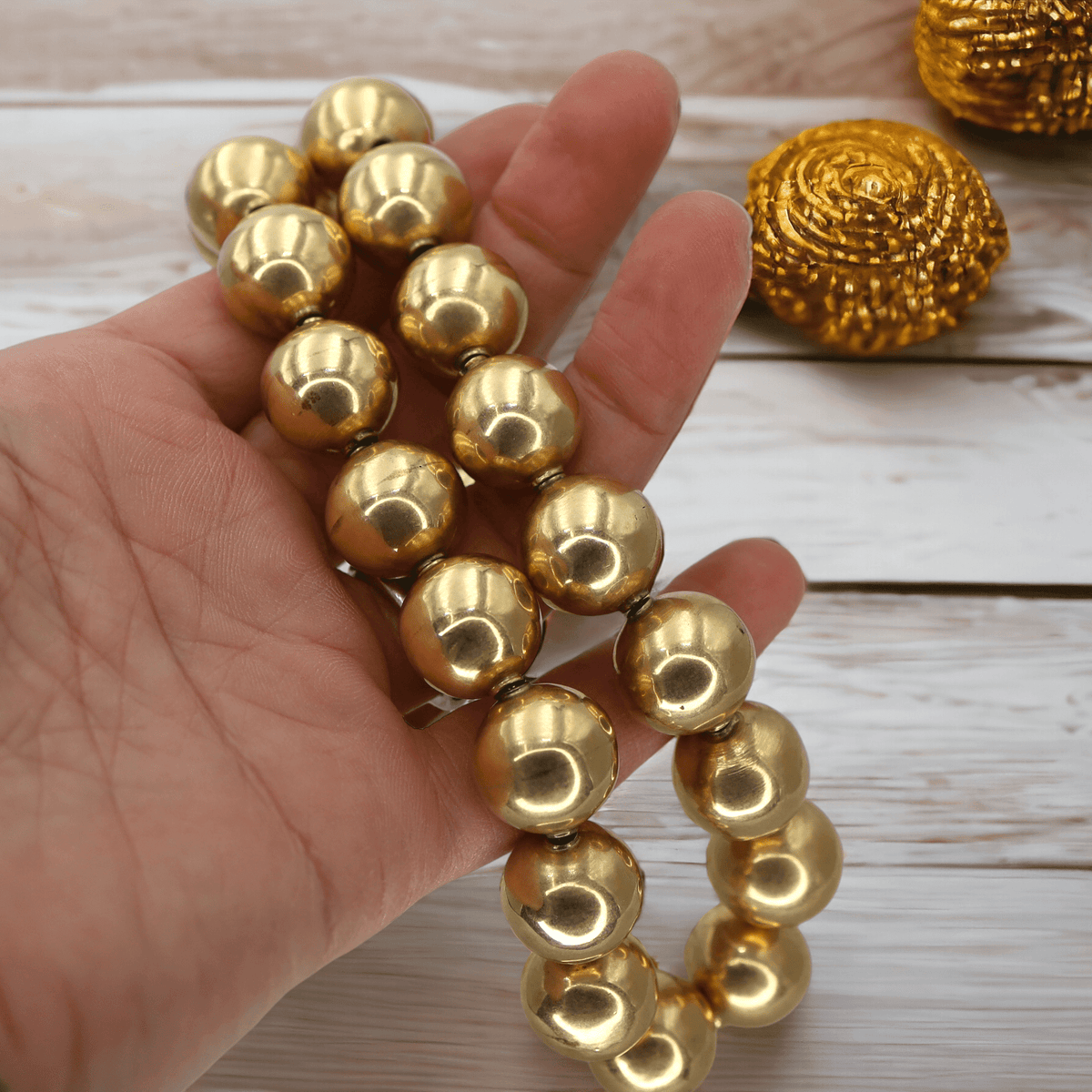 Antique Victorian 14k Yellow Gold Bead Necklace - Petra Star