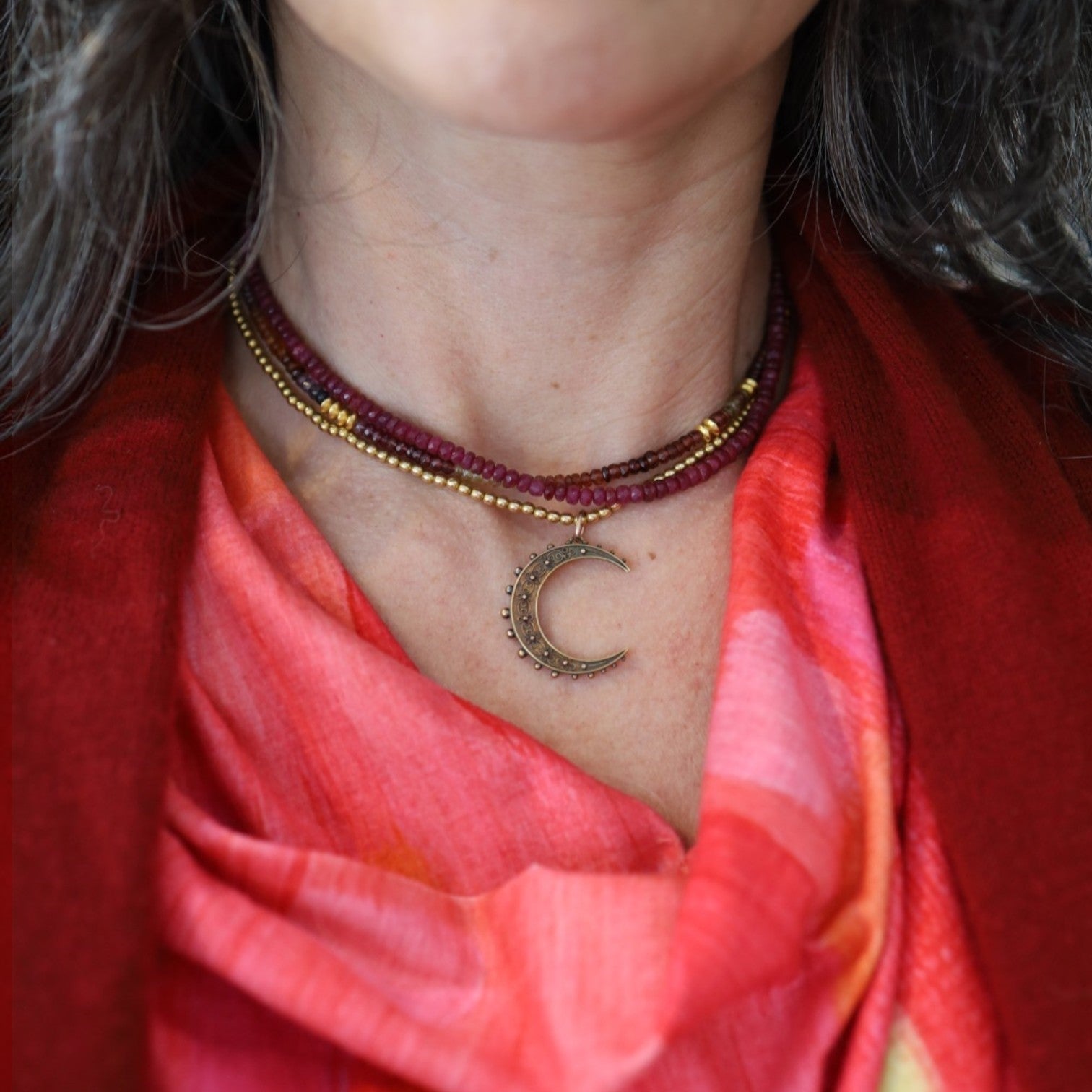 Antique Victorian Etruscan Revival Crescent Moon Pendant 15k Gold | Petra Star - Petra Star