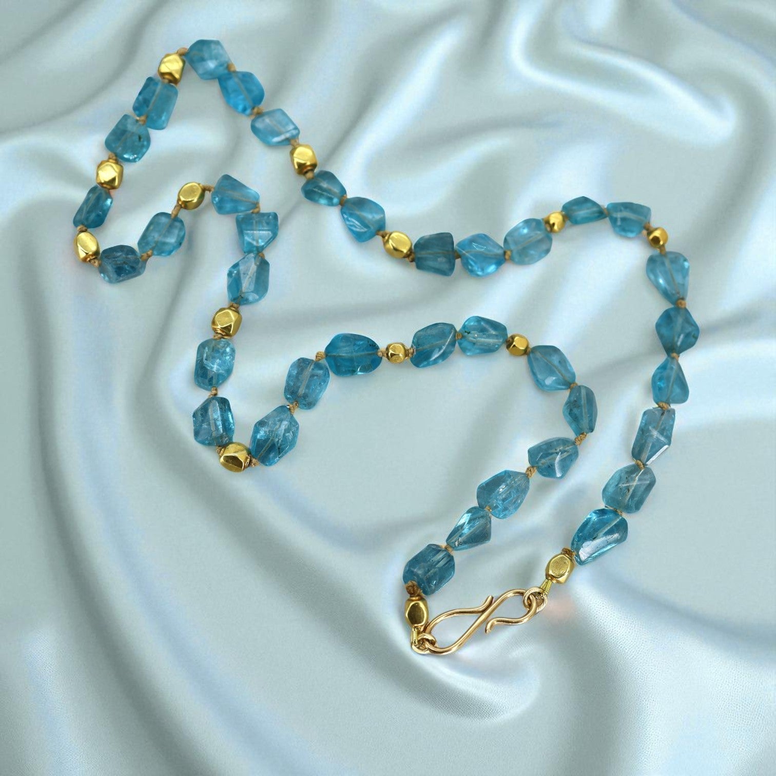 Apatite Necklace with 22K & 18K Gold Beads - Petra Star