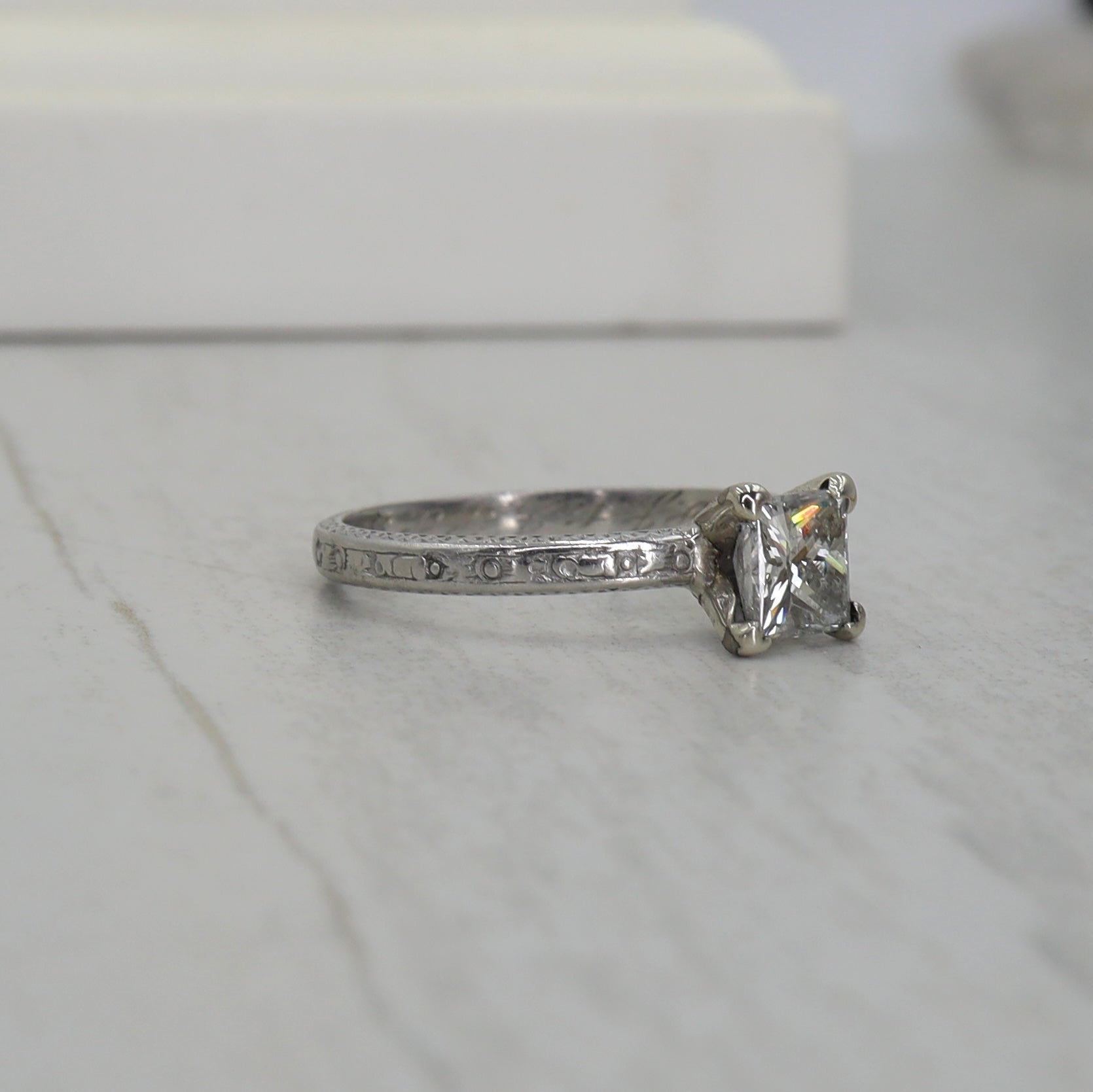 Art Deco Band in Platinum Dated 11.28.23 Size 6 - Petra Star