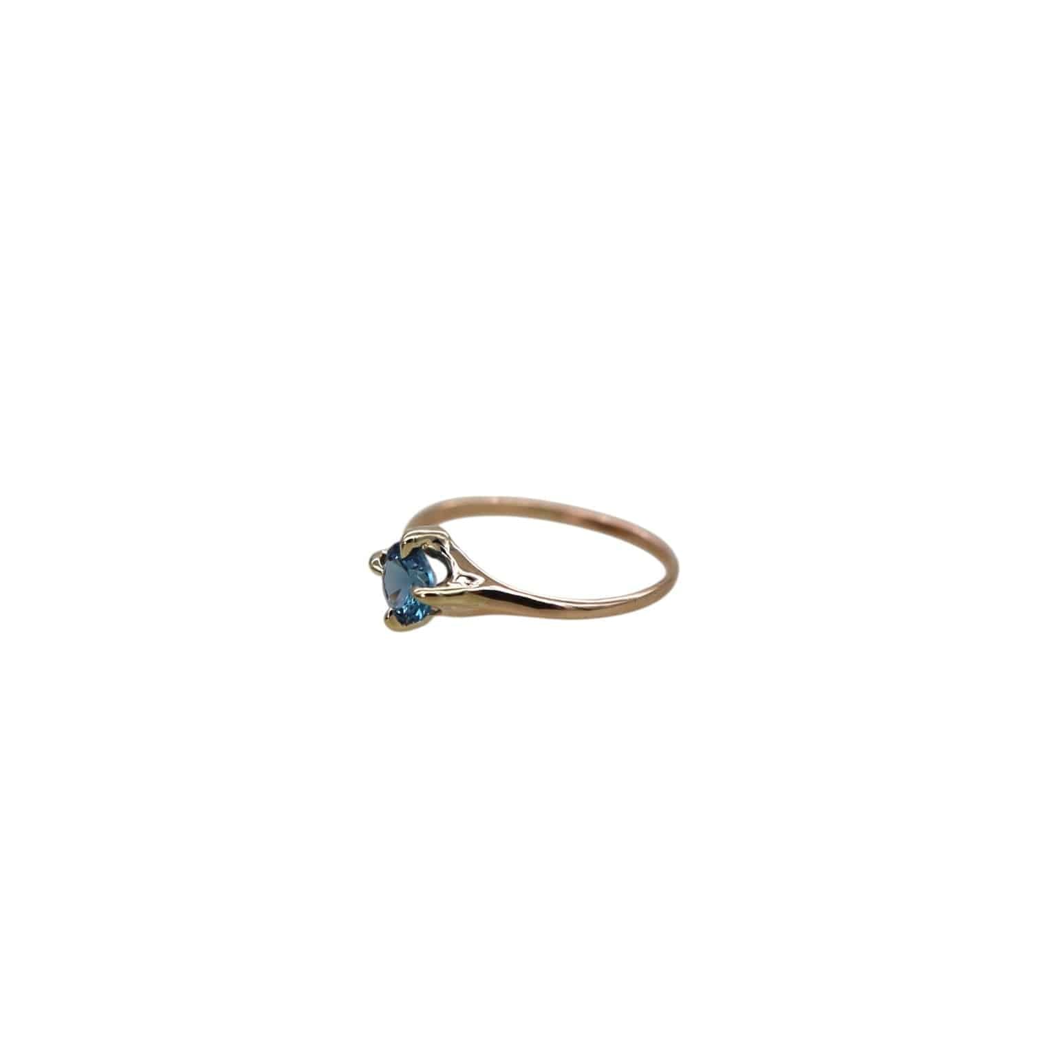 Art Deco Blue Zircon Ring 10k Gold - Petra Star