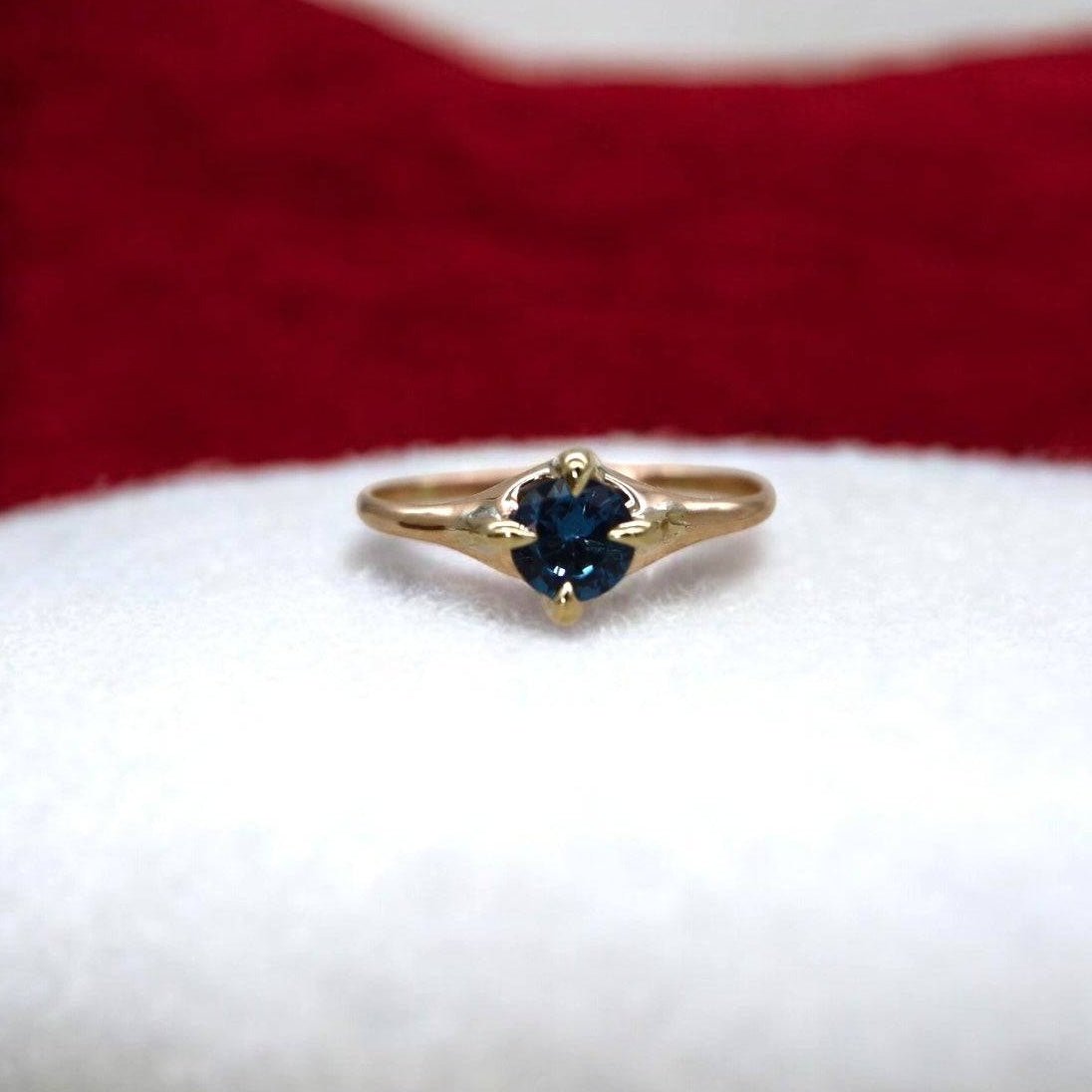 Art Deco Blue Zircon Ring 10k Gold - Petra Star