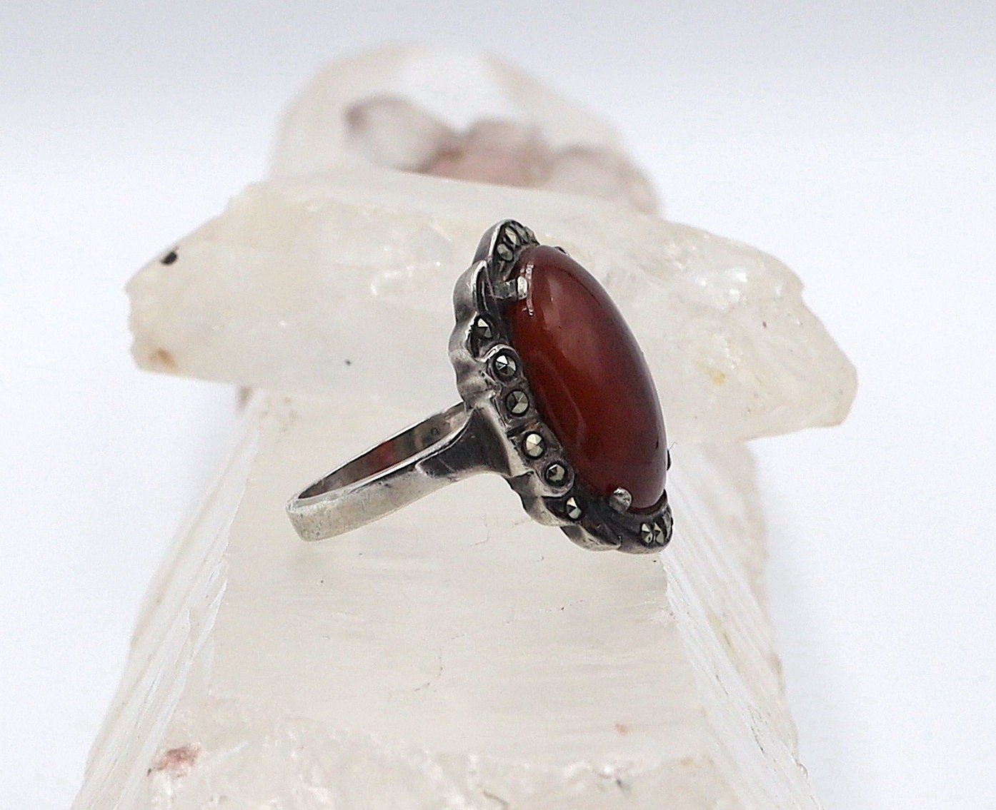 Art Deco Carnelian & Silver Ring - Petra Star