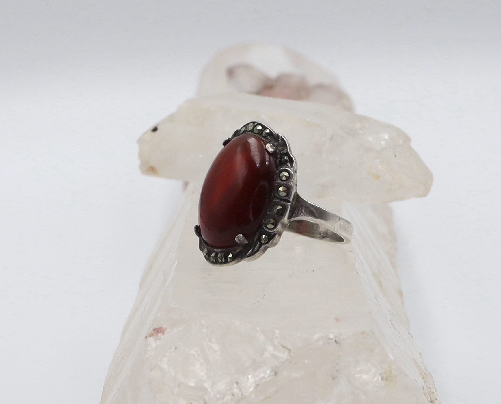 Art Deco Carnelian & Silver Ring - Petra Star
