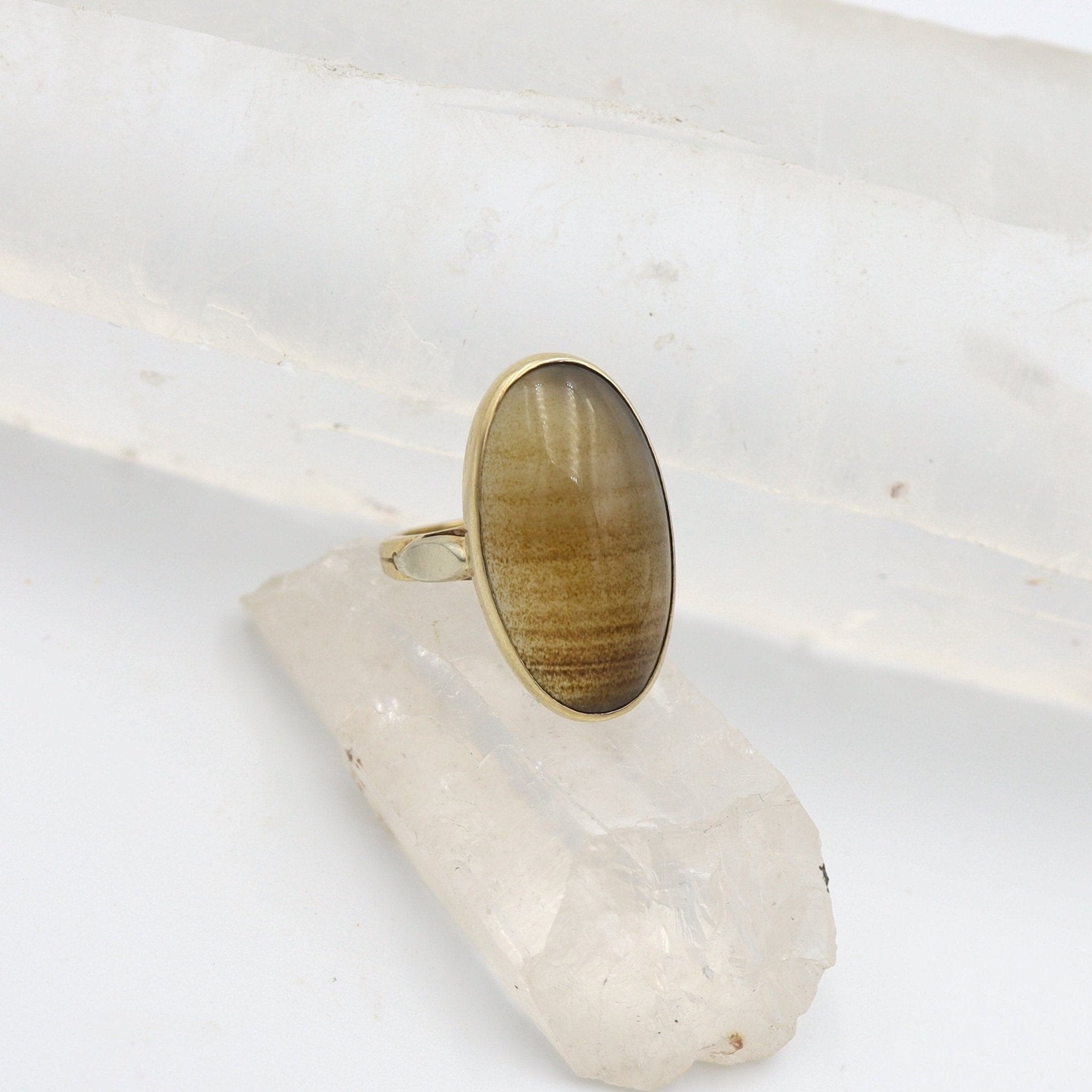 Art Deco Dendritic Agate Ring - Petra Star