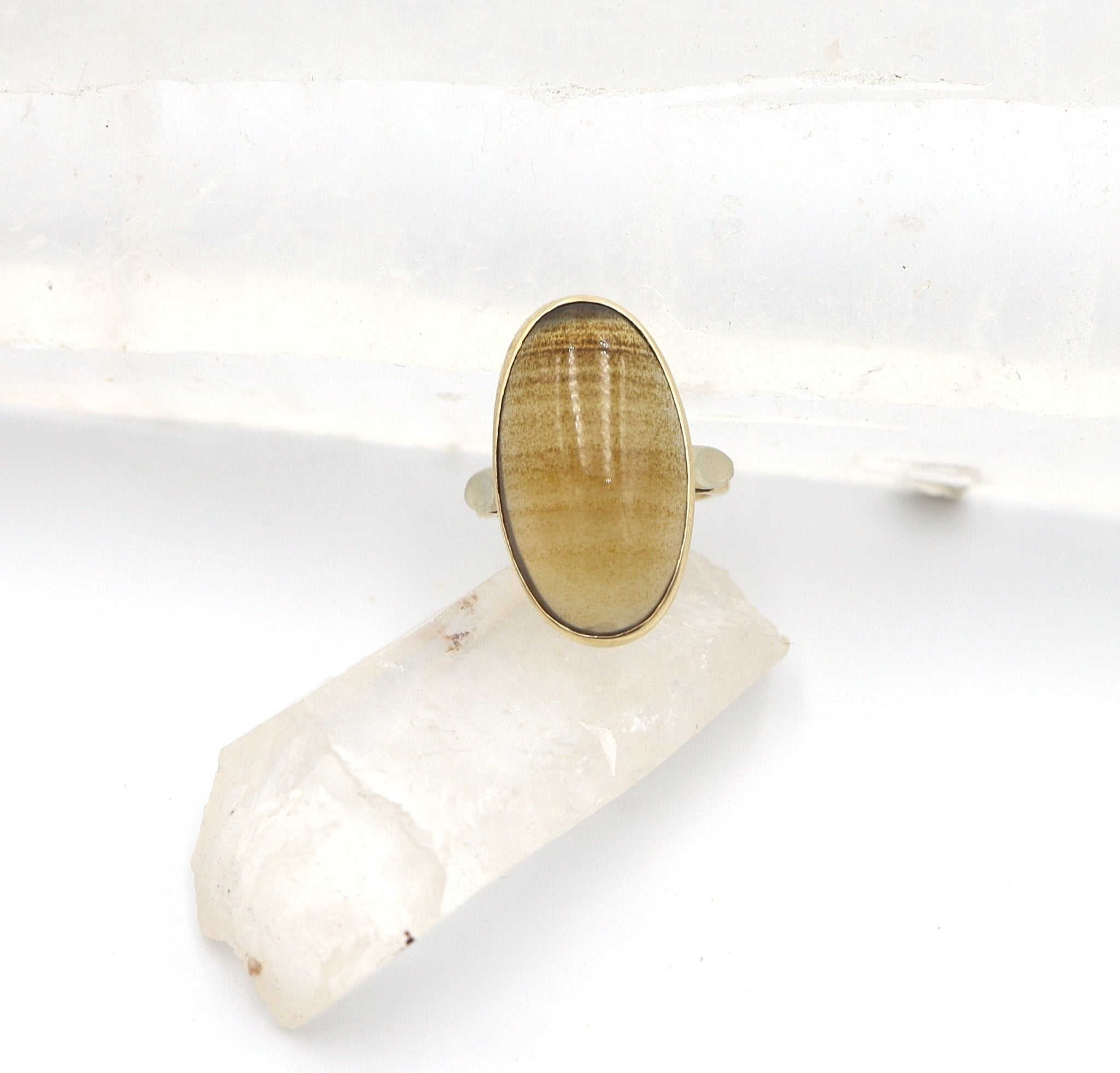 Art Deco Dendritic Agate Ring - Petra Star