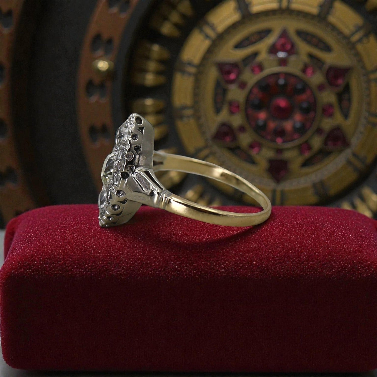 Art Deco Diamond Ring in 14k White Gold 1.40 cts Total Weight - Petra Star