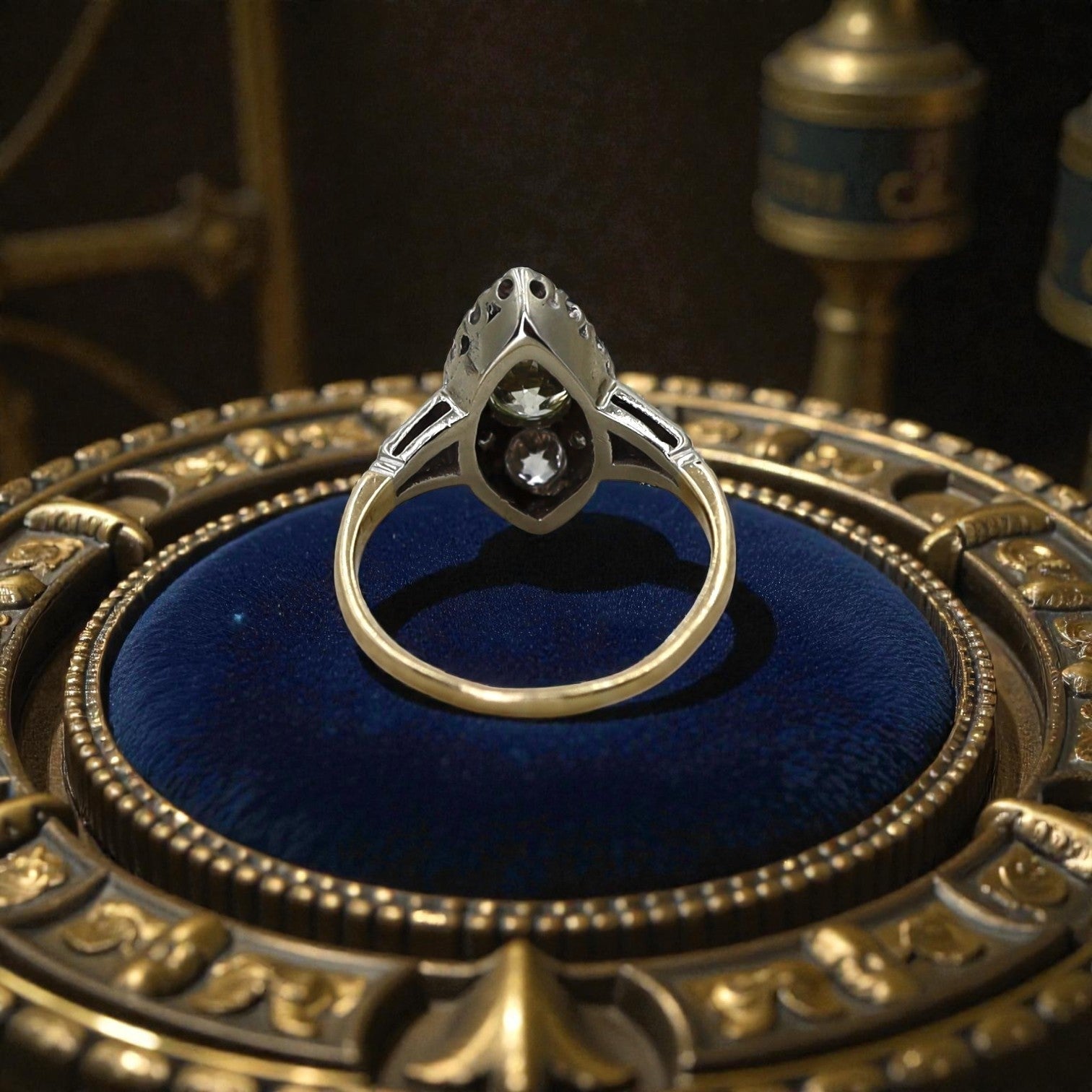 Art Deco Diamond Ring in 14k White Gold 1.40 cts Total Weight - Petra Star