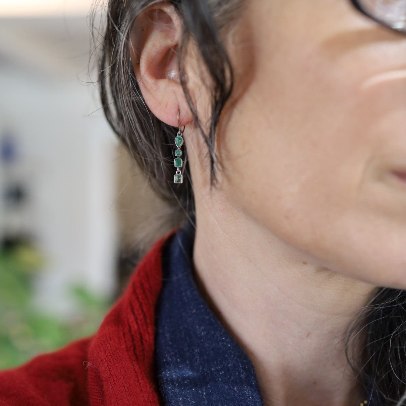 Art Deco Emerald Drop Earrings - Petra Star