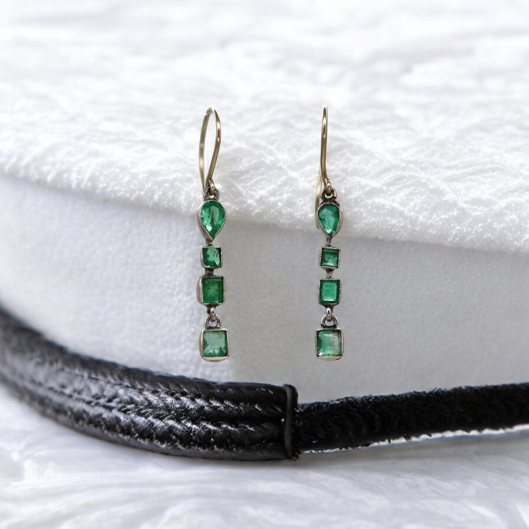 Art Deco Emerald Drop Earrings - Petra Star