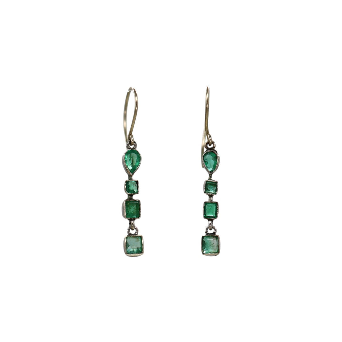 Art Deco Emerald Drop Earrings - Petra Star