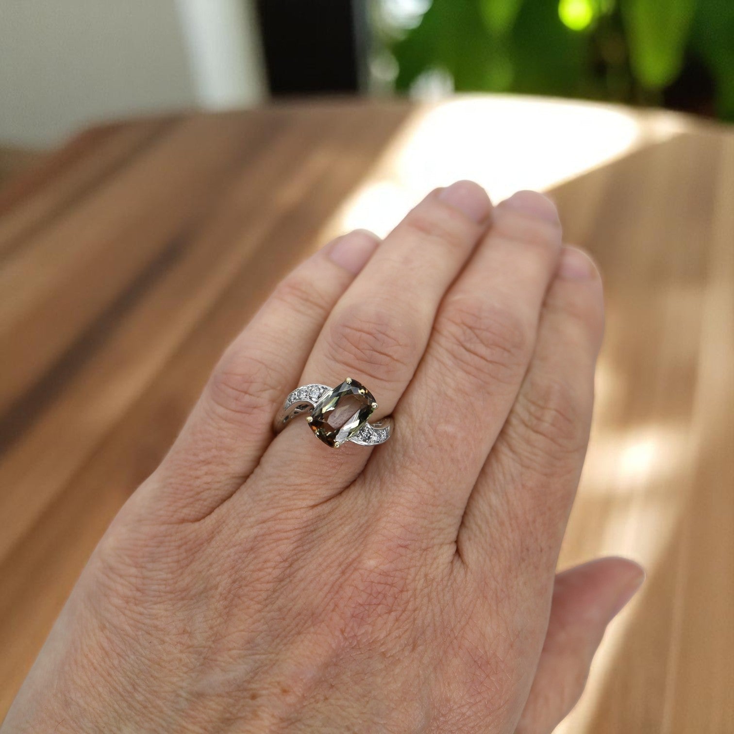 Art Deco Platinum & Andalusite Ring - Petra Star