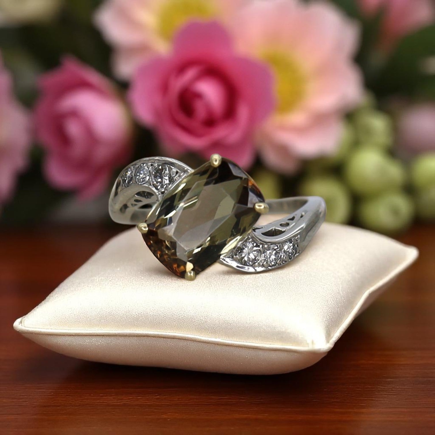 Art Deco Platinum & Andalusite Ring - Petra Star
