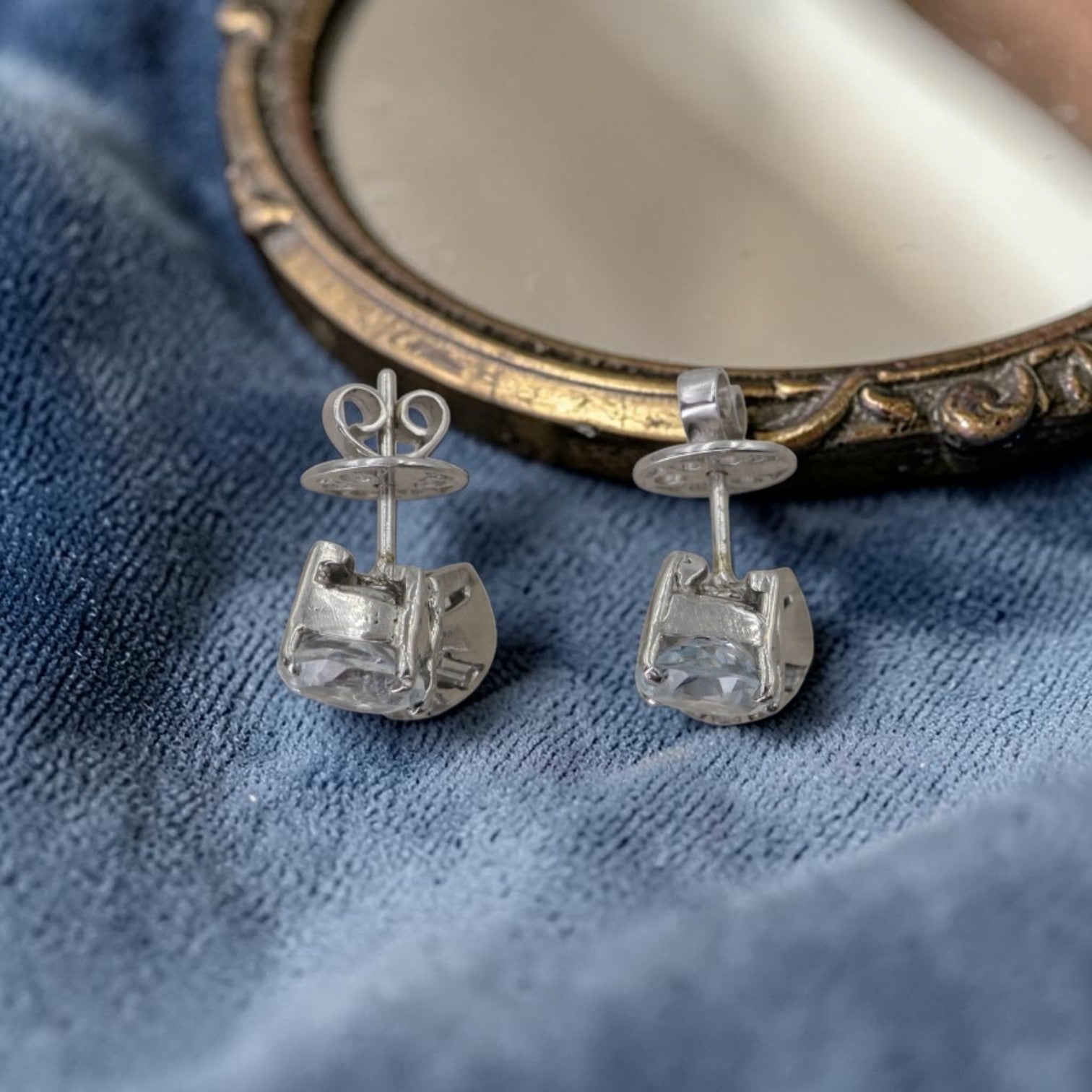 Art Deco Platinum Diamond & Aquamarine Earrings | Circa 1930 Reimagined | Petra Star - Petra Star