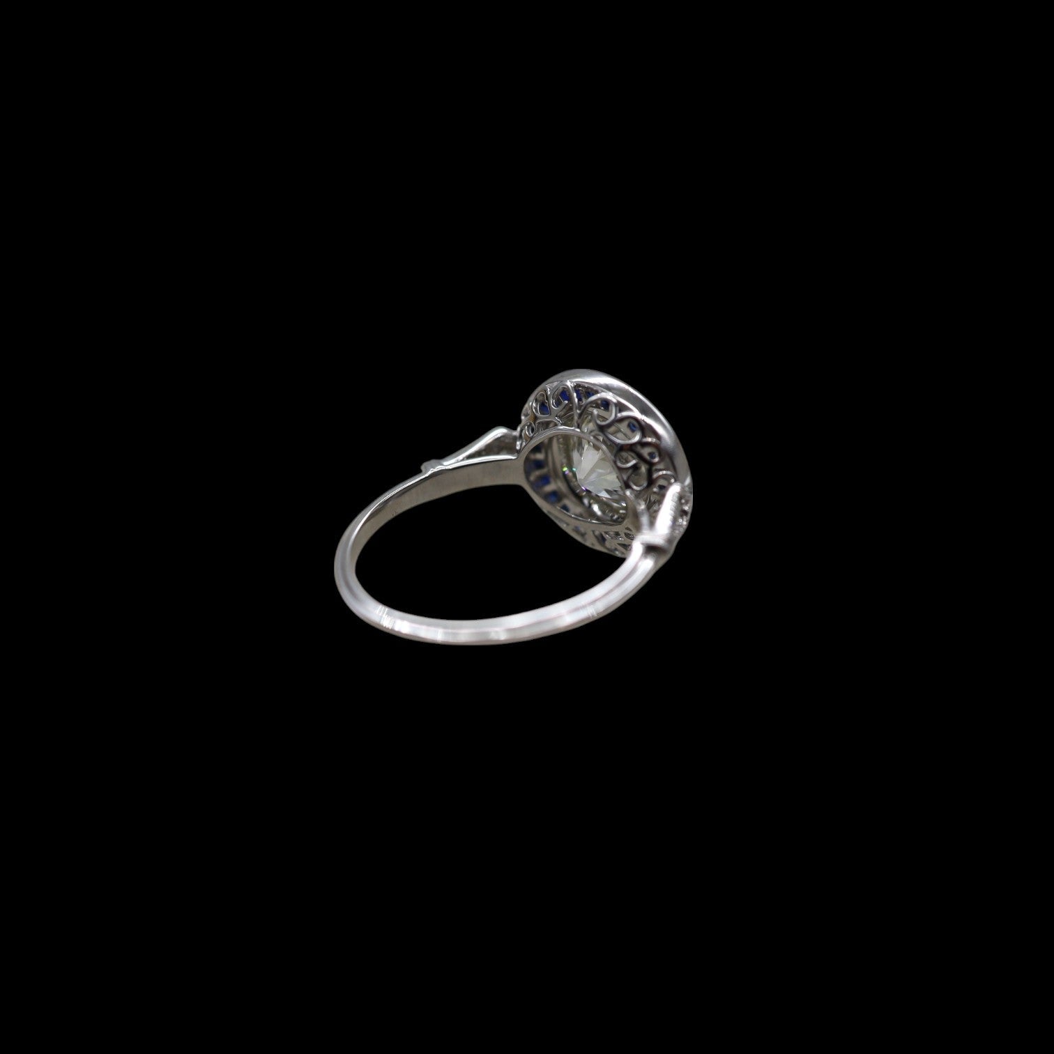 Art Deco-Style Sapphire Halo Engagement Ring - Petra Star