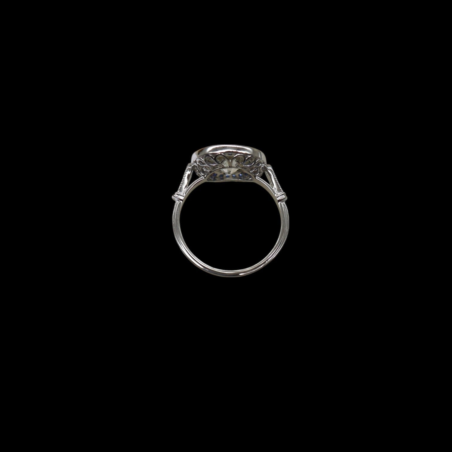 Art Deco-Style Sapphire Halo Engagement Ring - Petra Star