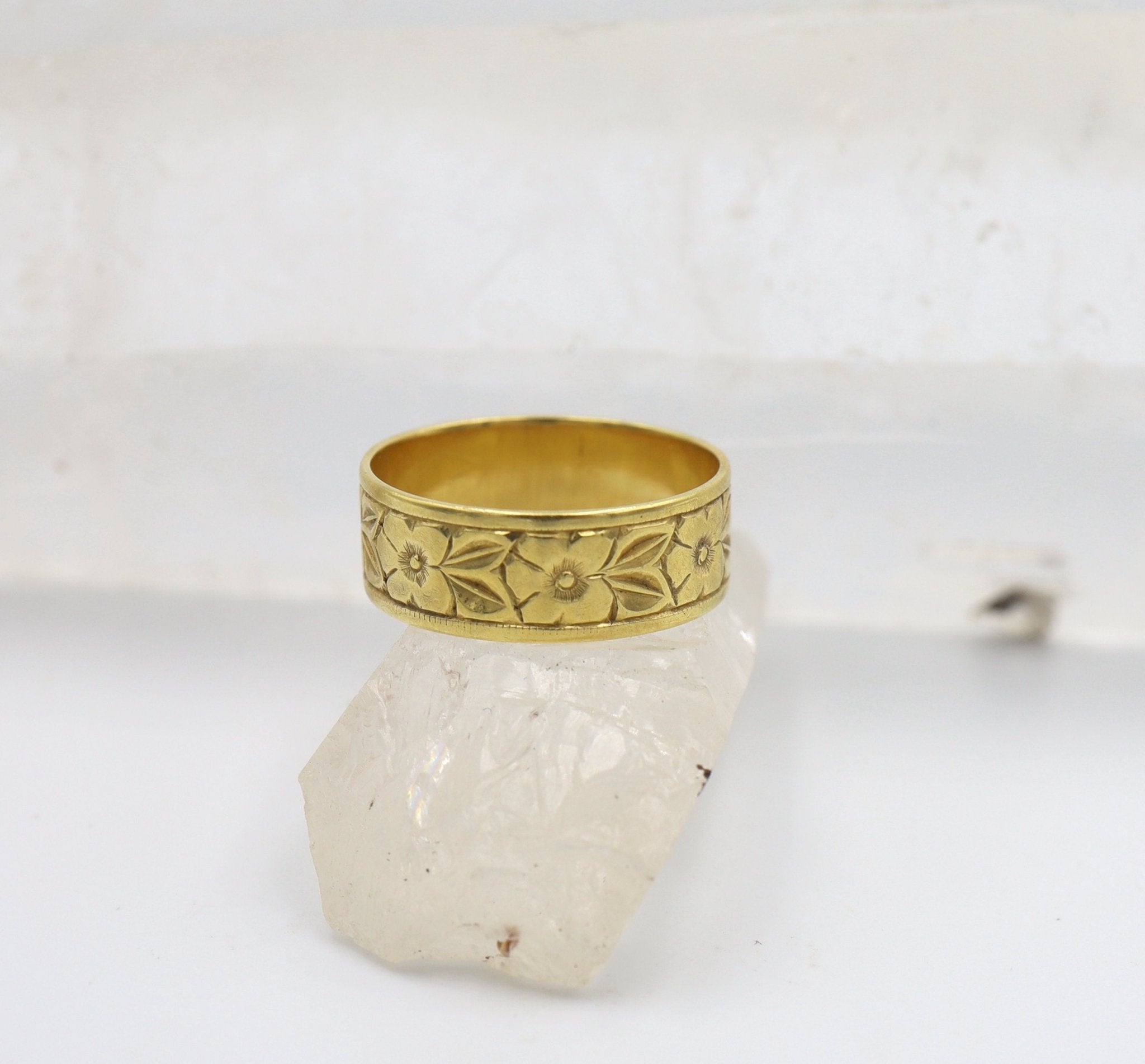 Art Nouveau 18k Floral Motif Cherry Blossom Band - Petra Star