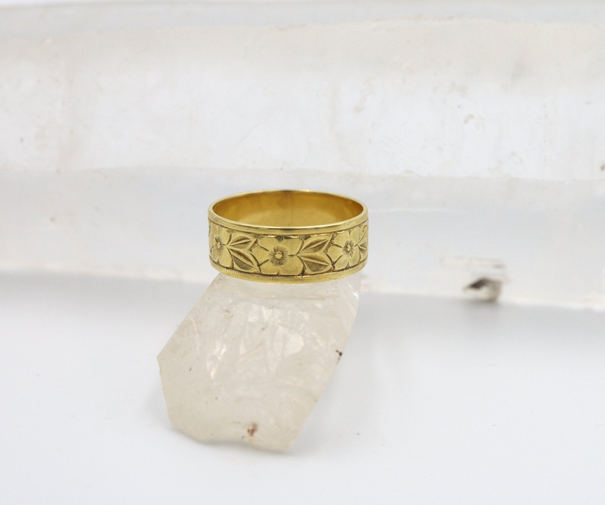 Art Nouveau 18k Floral Motif Cherry Blossom Band - Petra Star