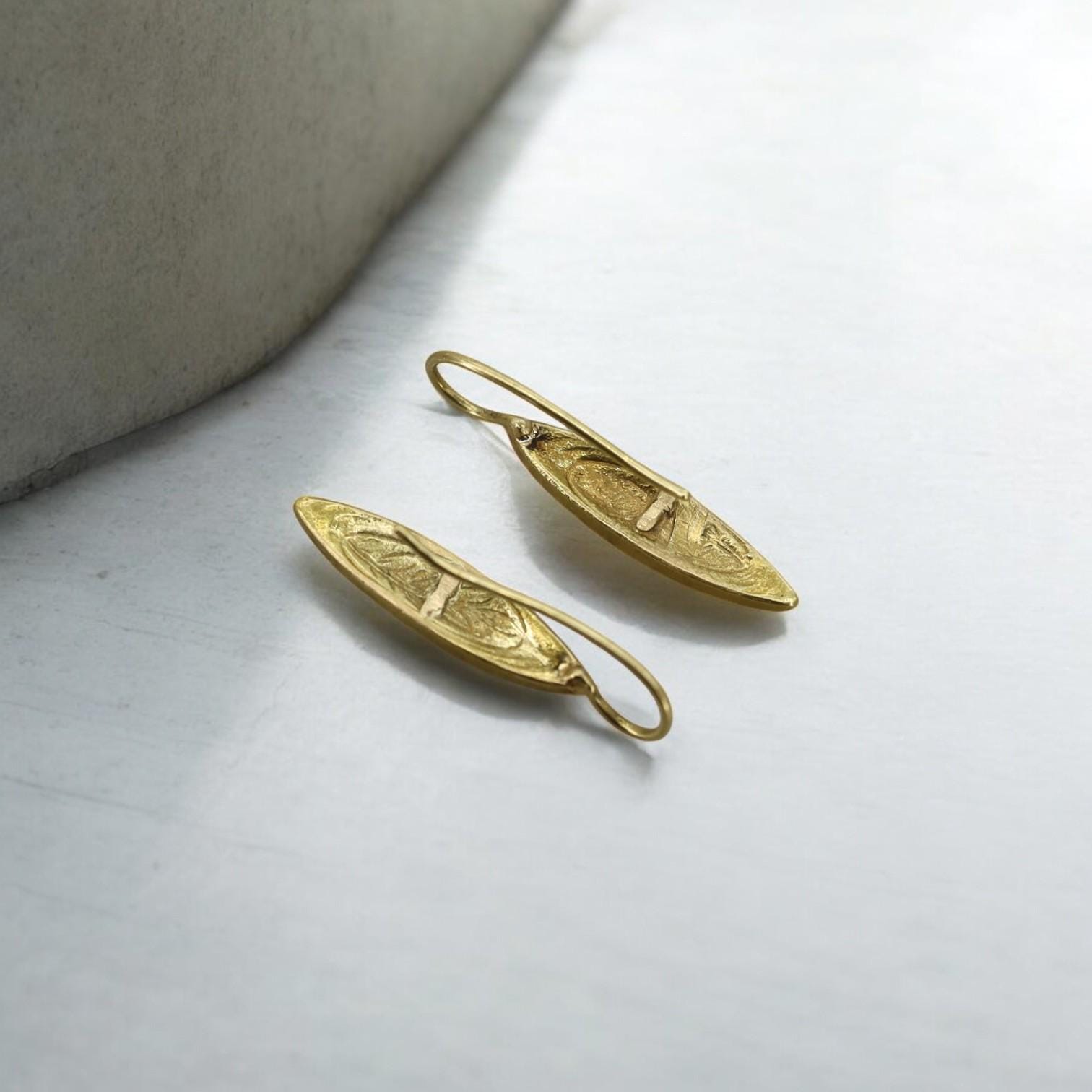 Art Nouveau 18k Yellow Gold Drop Earrings - Petra Star